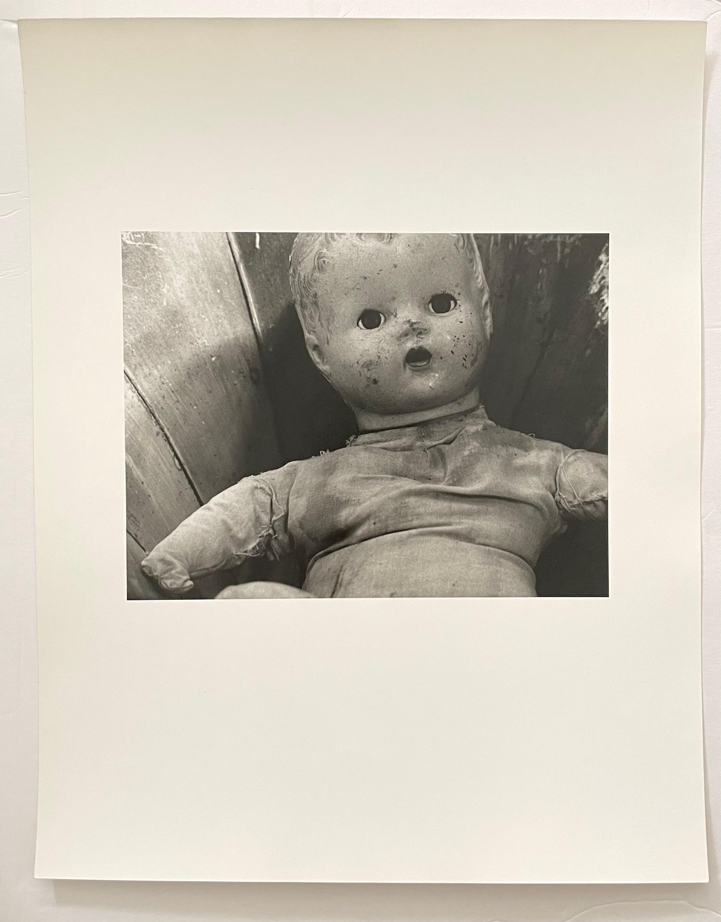Vintage Silver Gelatin Photograph Surrealist Doll Art Photo, Jazz Photographer - Black Black and White Photograph by JoAnn Krivin