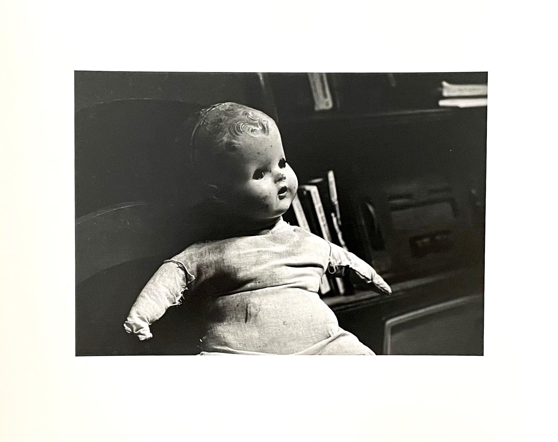 Vintage Silver Gelatin Photograph Surrealist Doll Art Photo, Jazz Photographer - Black Still-Life Photograph by JoAnn Krivin