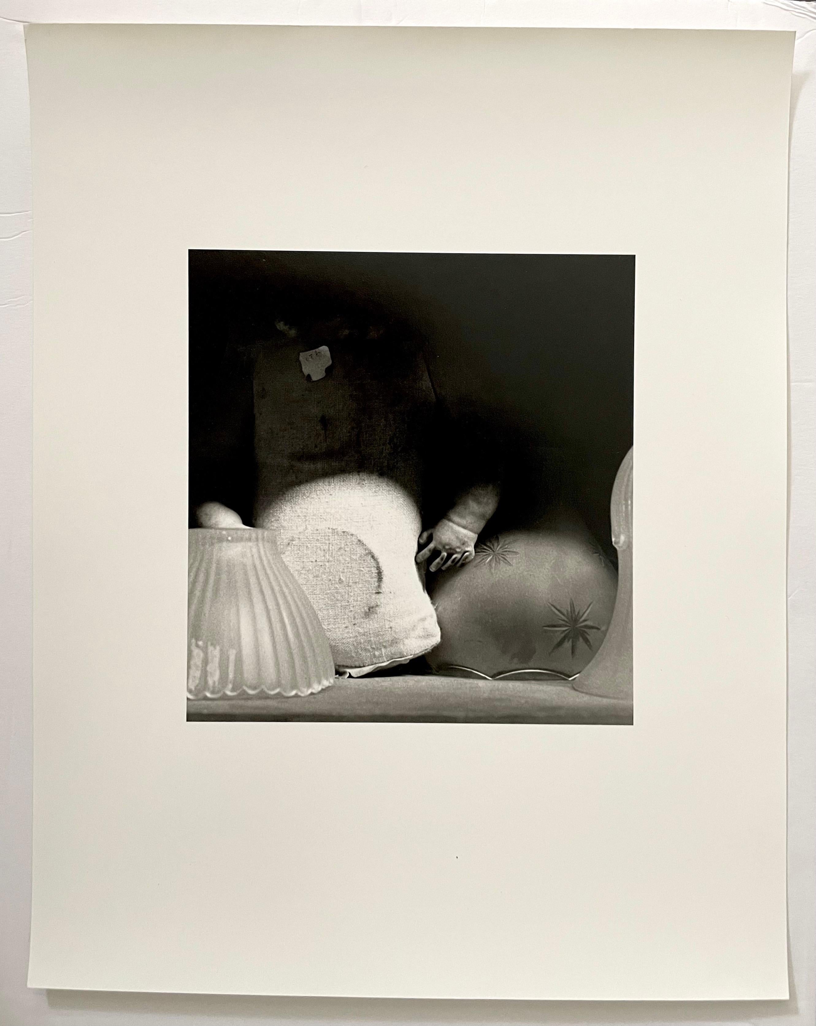 Vintage Silver Gelatin Photograph Surrealist Doll Art Photo, Jazz Photographer - Black Black and White Photograph by JoAnn Krivin