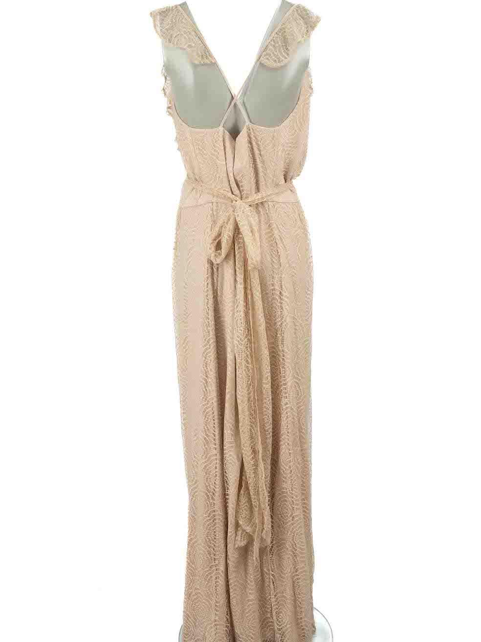 Joanna August Ceremony by Joanna August Beige Lace Wrap Dress Size M In Excellent Condition For Sale In London, GB