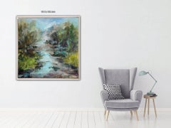 Devon Meander von Joanna Commings, Landschaftsgemälde, Abstrakt, Gestisch
