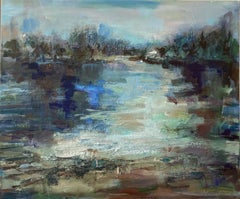 Somerset Lake by Joanna Commings, Original art, landscape art, Impasto art