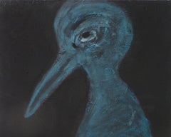 Blue bird Joanna Flatau Contemporary art portrait painting colour blue animal