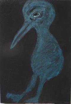 Pájaro azul Joanna Flatau Arte contemporáneo retrato pintura color azul animal