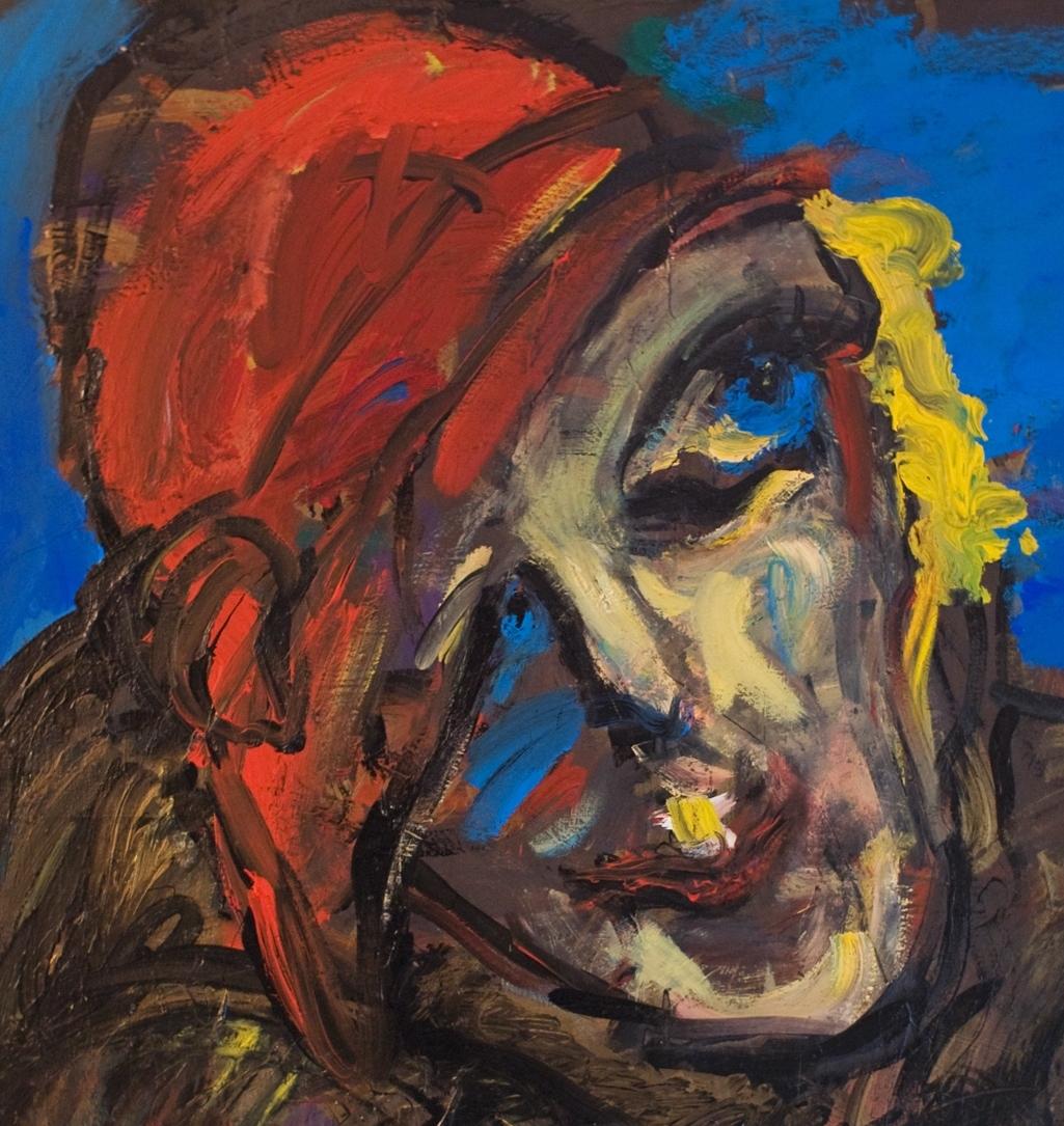 Divine Joanna Flatau Art contemporain portrait peinture couleur femme rouge bleu en vente 3
