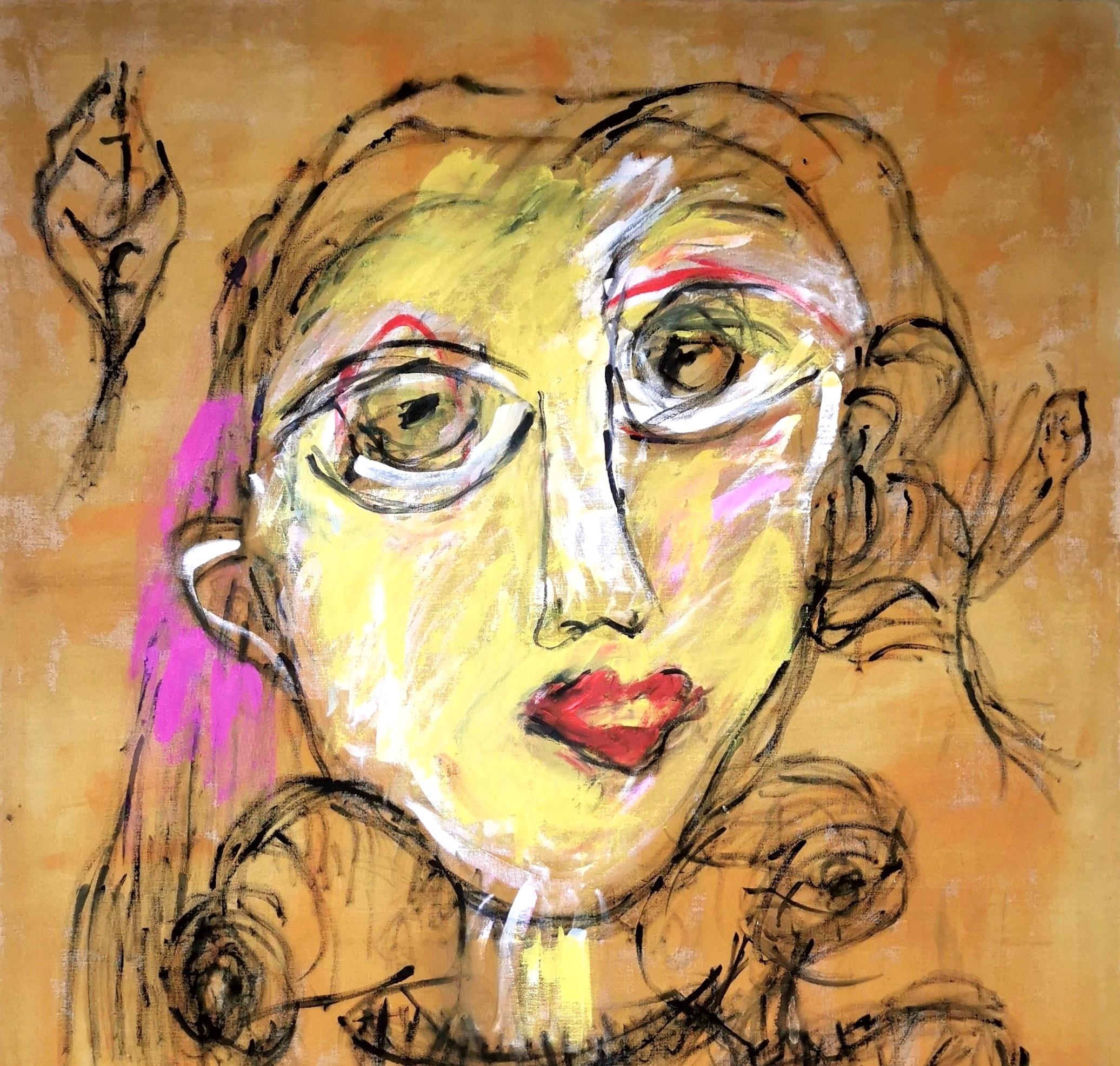 Fabulation Joanna Flatau Contemporary art portrait painting colour woman joyful For Sale 1