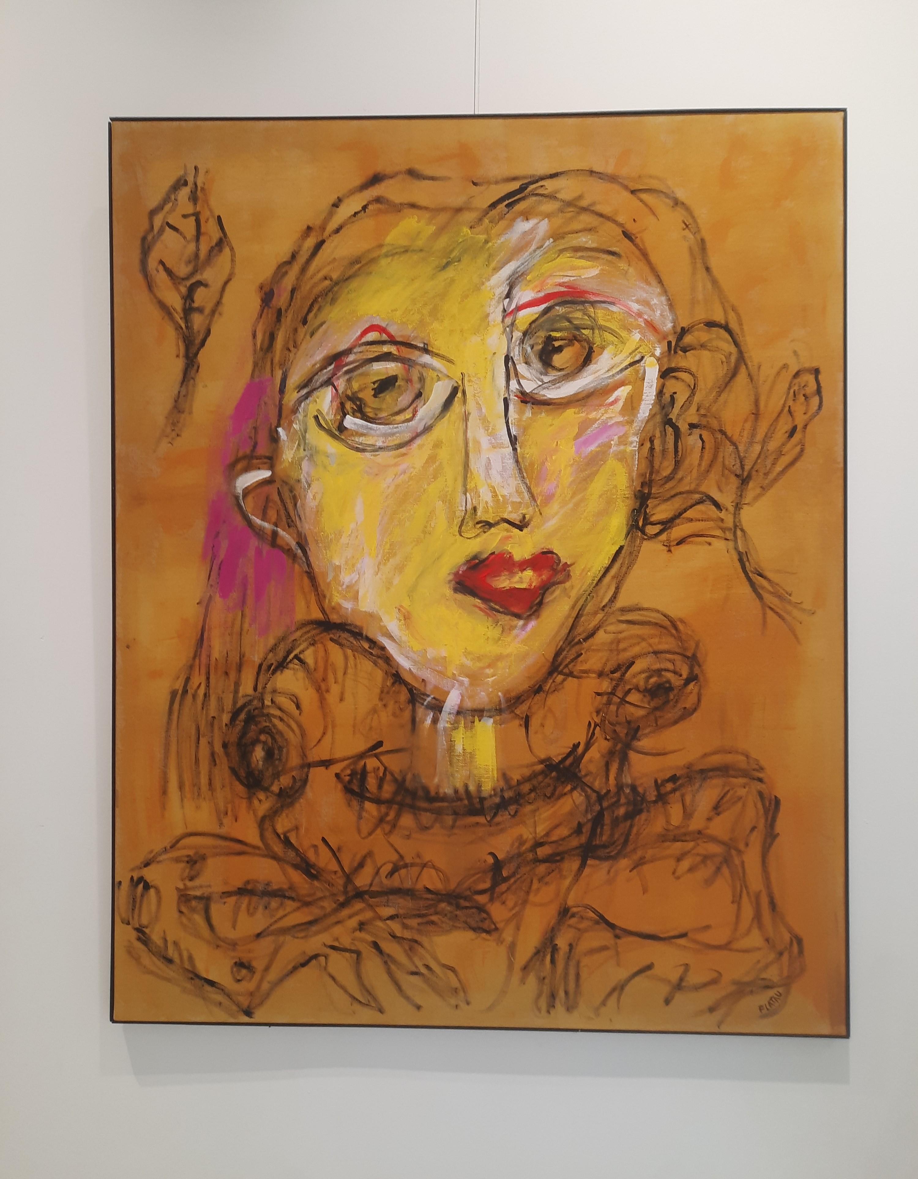 Fabulation Joanna Flatau Contemporary art portrait painting colour woman joyful For Sale 6
