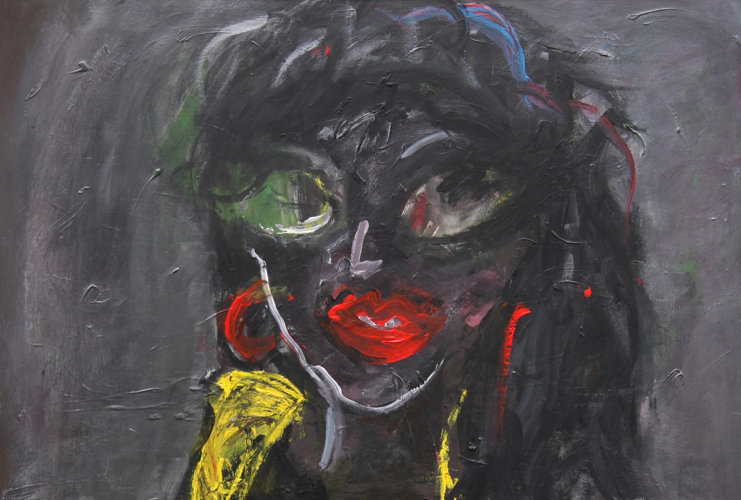 Fierce Joanna Flatau Art contemporain portrait peinture couleur femme en vente 1