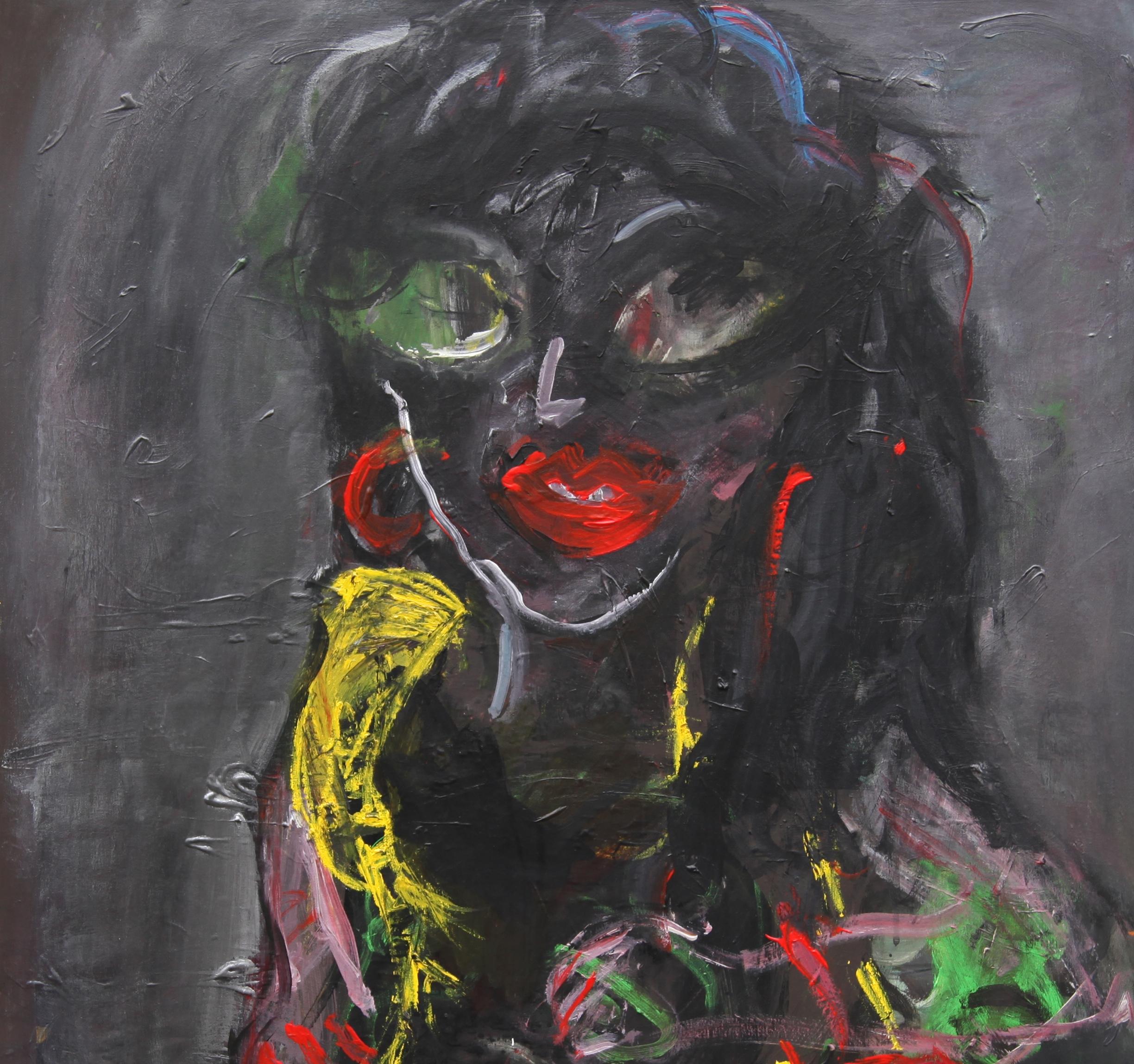 Fierce Joanna Flatau Art contemporain portrait peinture couleur femme en vente 3