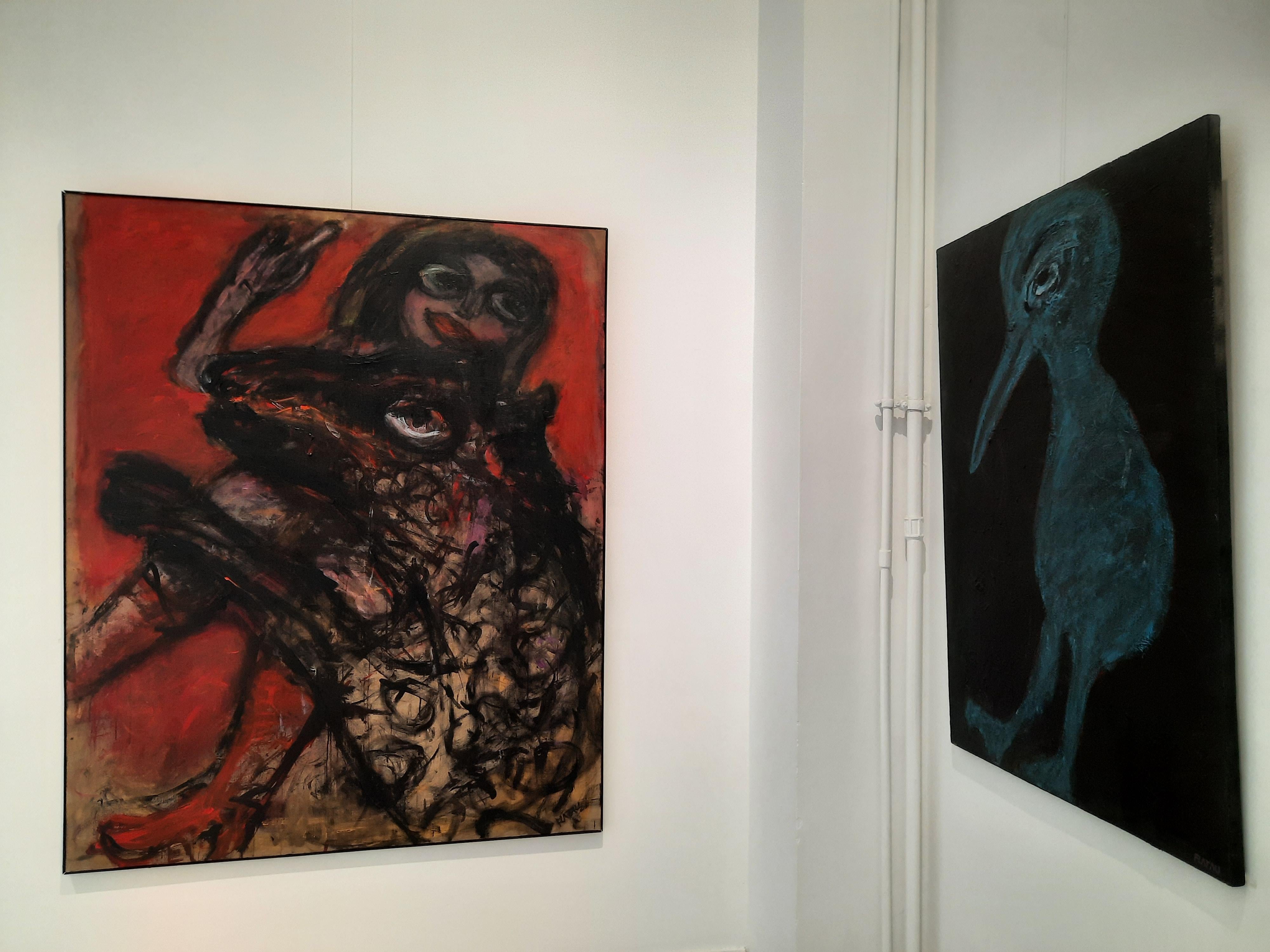 Super Dino Joanna Flatau Contemporary art femme animal peinture rouge humour joie en vente 4