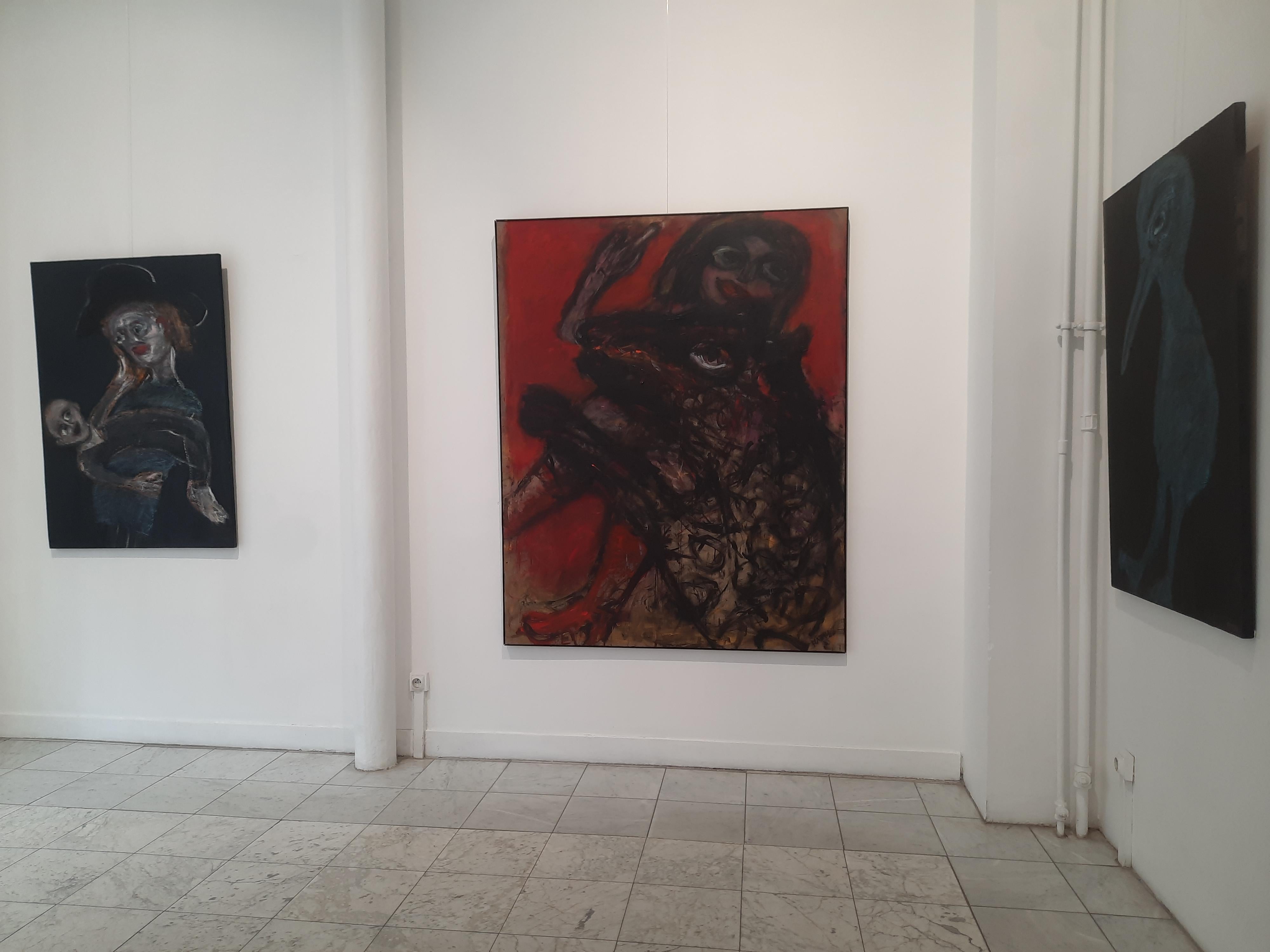 Super Dino Joanna Flatau Contemporary art femme animal peinture rouge humour joie en vente 5