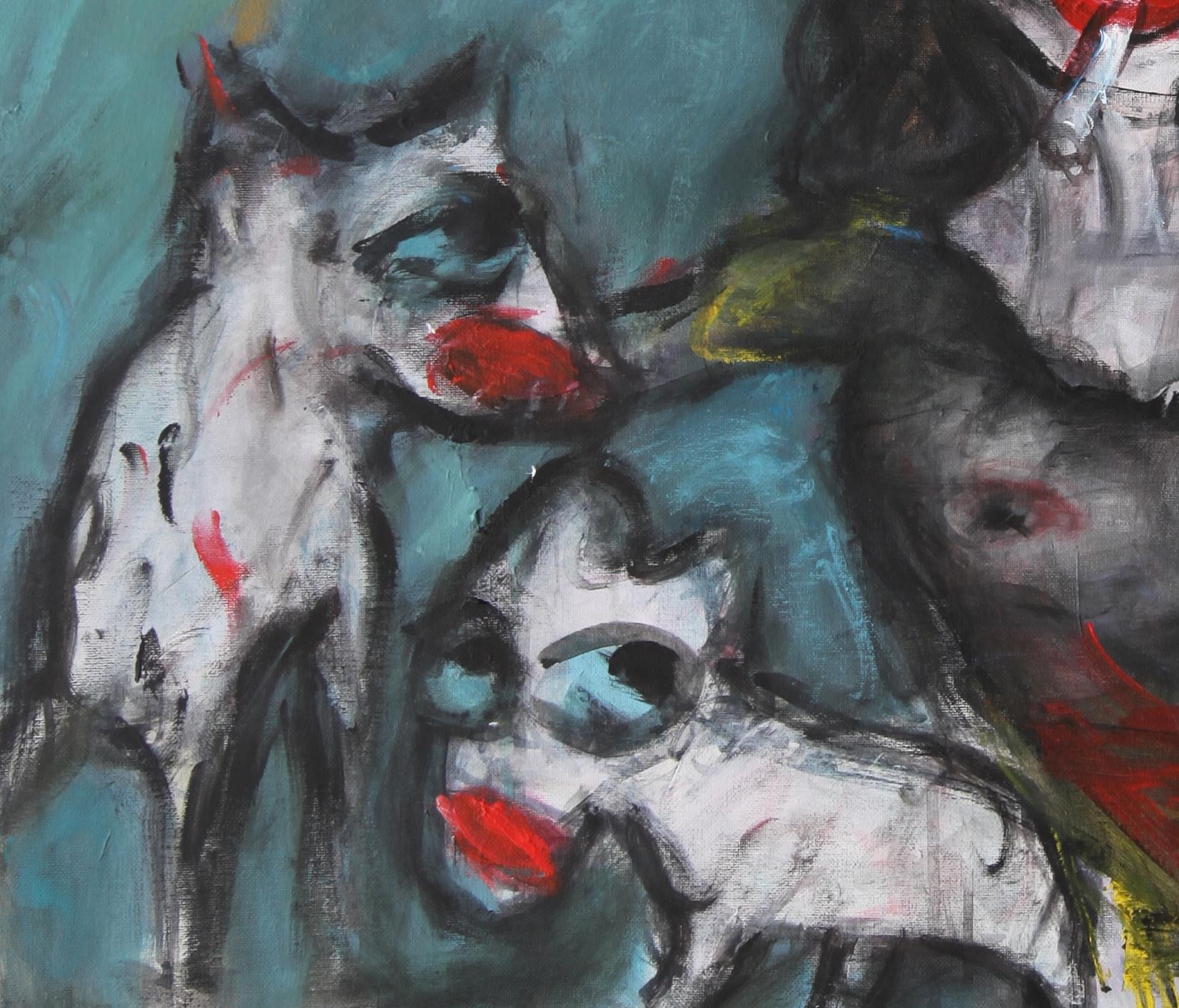 Ride Joanna Flatau Contemporary art portrait painting colour woman dog smoking im Angebot 2