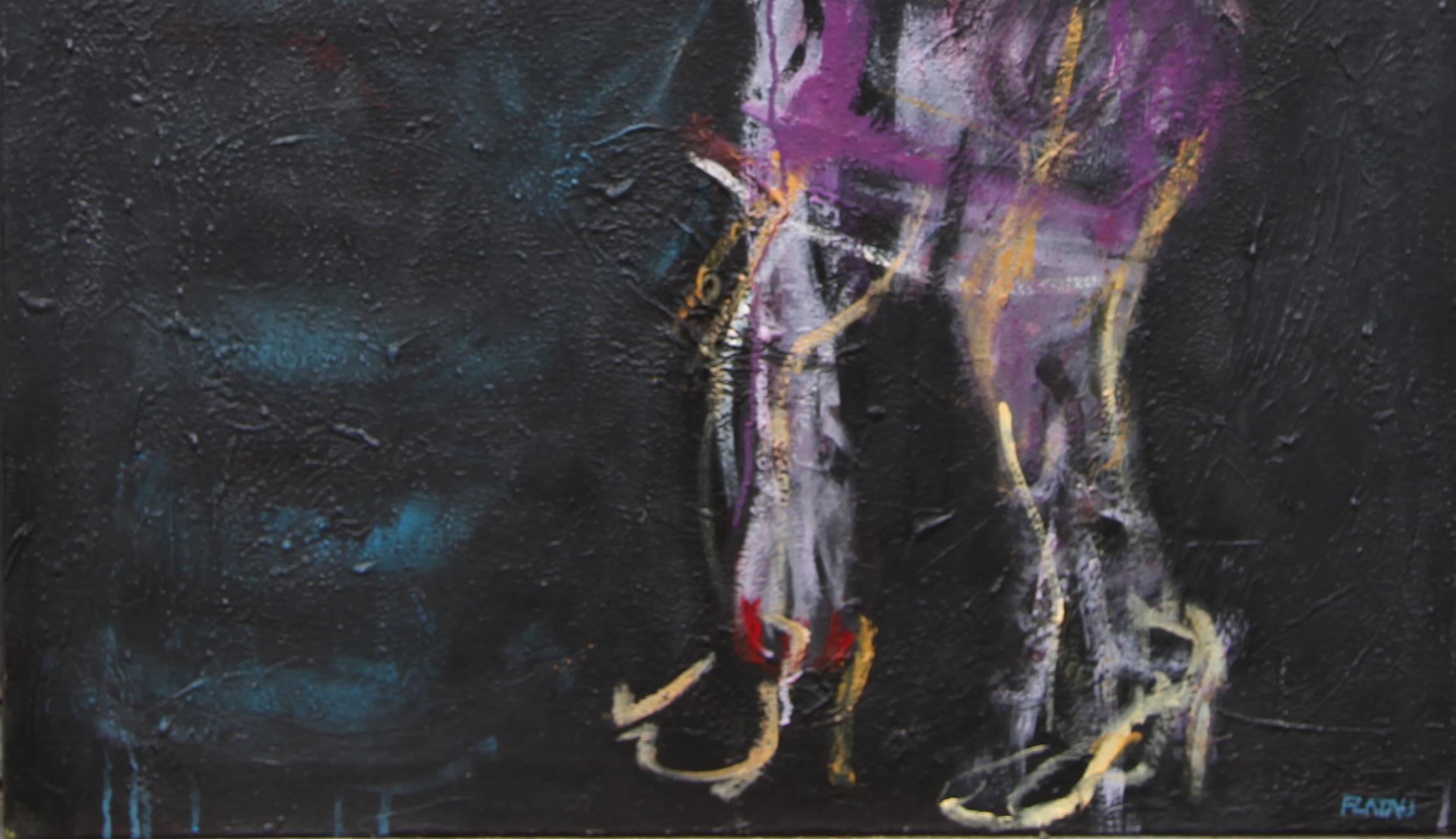Teaser Joanna Flatau Contemporary art polish painting dark tones smoking woman im Angebot 3
