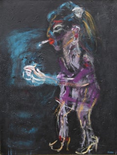 Teaser Joanna Flatau Contemporary art polish painting dark tones smoking woman