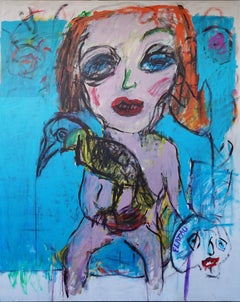 Vanity Blues Joanna Flatau Contemporary art portrait painting colour woman blue