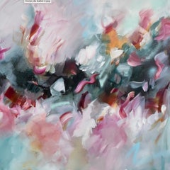Corps de Ballet 2 - (abstract, pink acrylic on canvas, pastel, pinks, green, pea