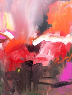 Fire in My Soul 2 – (abstraktes, rosa Acryl auf Leinwand, rotes Acryl auf Leinwand