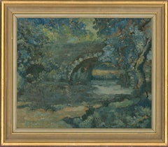 Joanna Howell - Huile impressionniste de 1970, pont de Respryn, Cornouailles