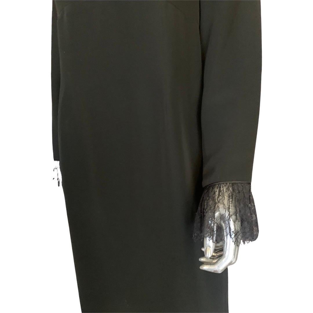 Joanna Mastroianni Black Sheath Dress w/Lace Trim Size 14 For Sale 5