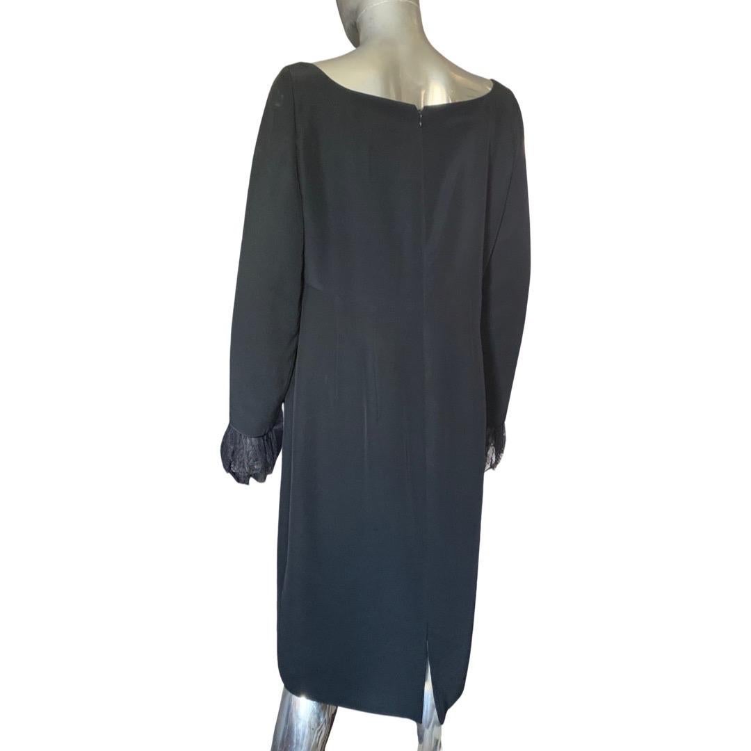 Joanna Mastroianni Black Sheath Dress w/Lace Trim Size 14 For Sale 7