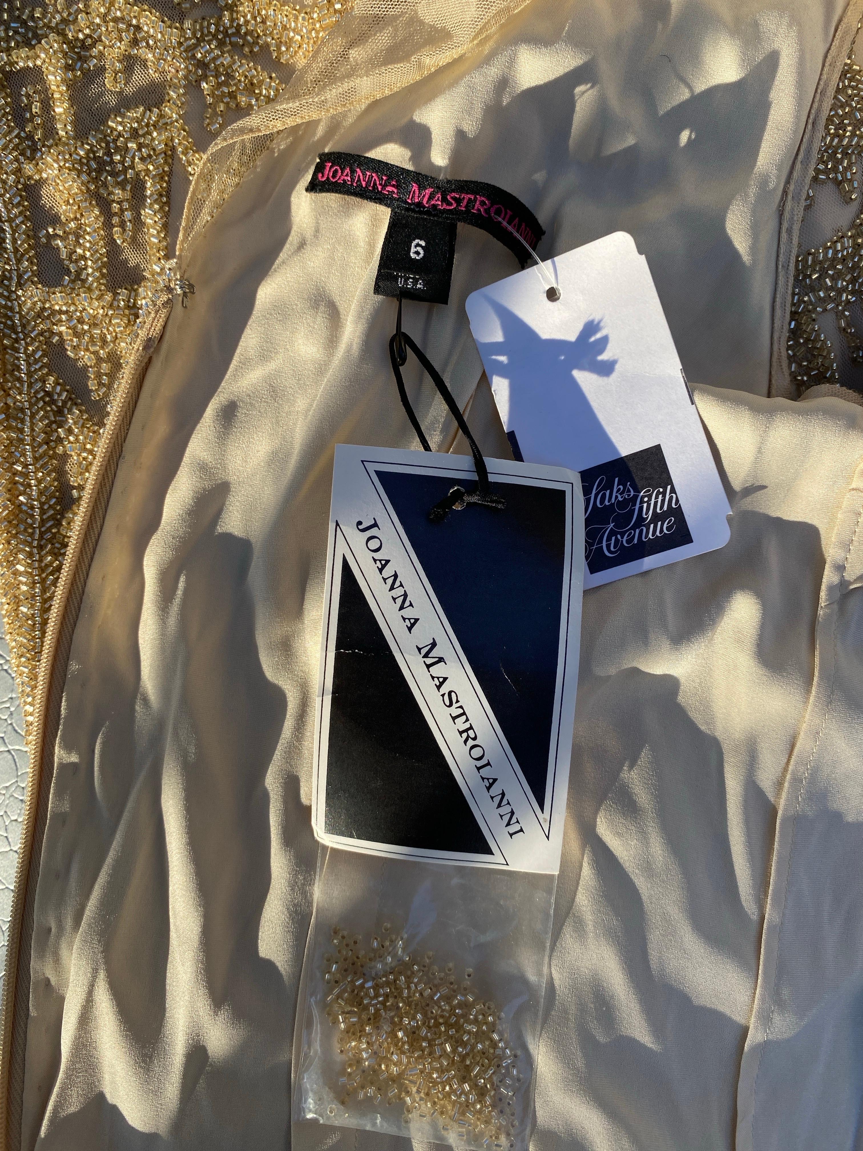 Joanna Mastroianni CHIC! Gold Perlen über Nackt Cocktailkleid SFA Größe 6 NWT im Angebot 9