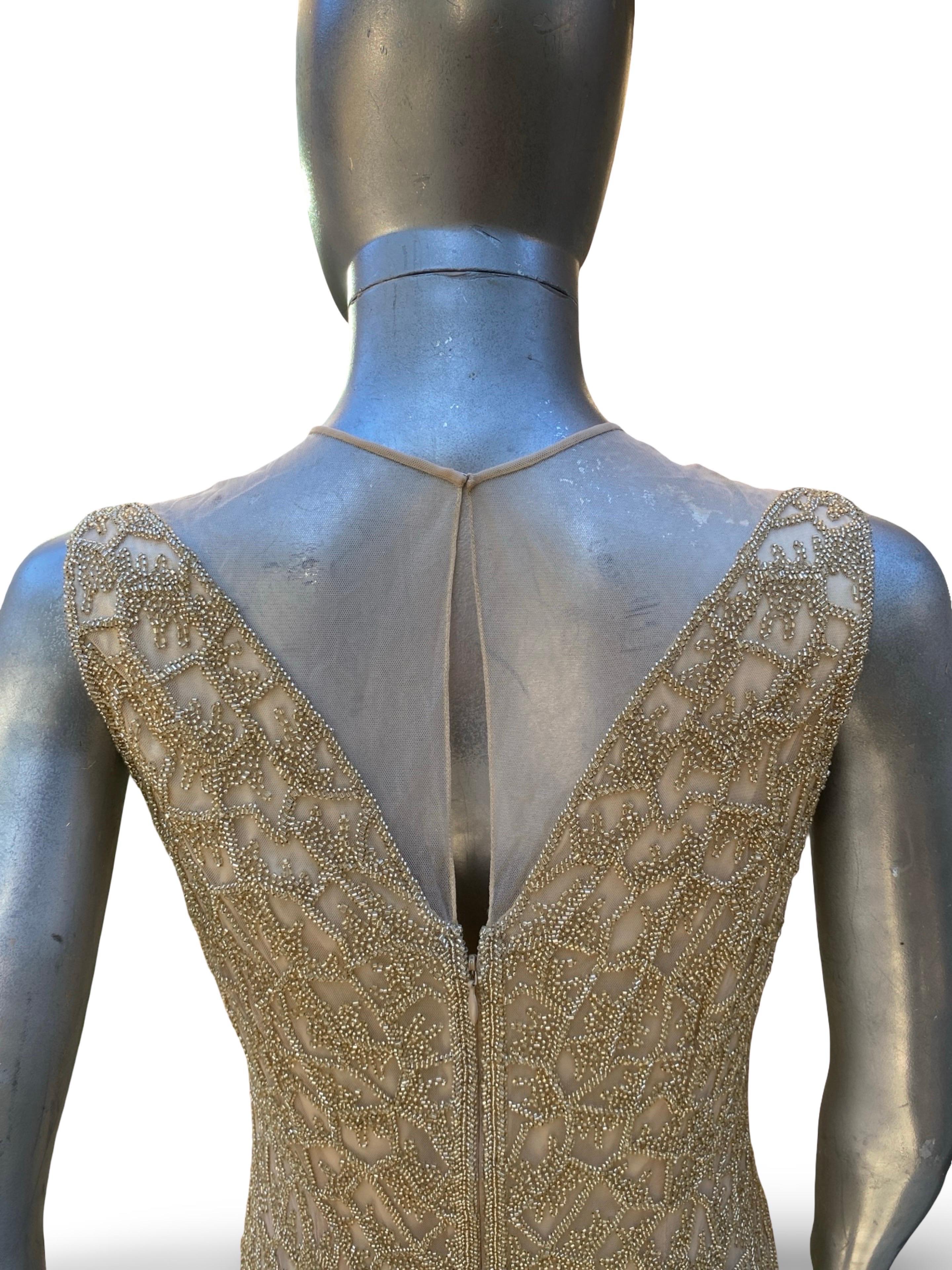 Joanna Mastroianni CHIC! Gold Perlen über Nackt Cocktailkleid SFA Größe 6 NWT im Angebot 10