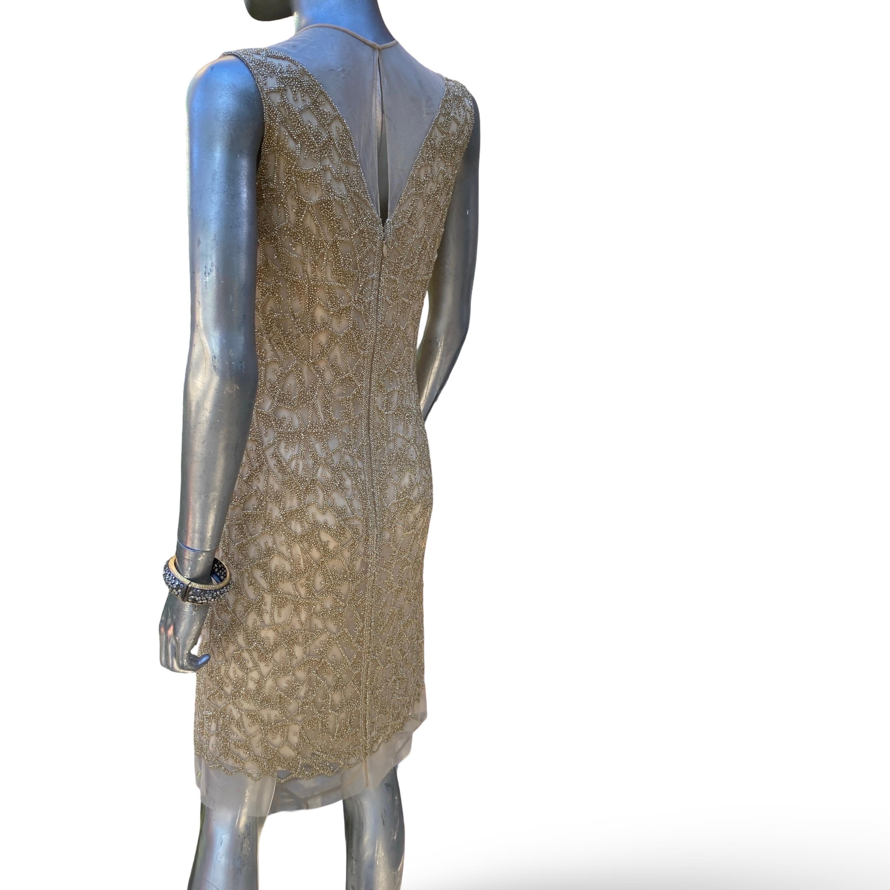 Joanna Mastroianni CHIC! Gold Perlen über Nackt Cocktailkleid SFA Größe 6 NWT im Angebot 11