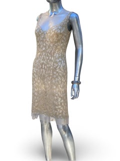 Joanna Mastroianni ¡CHIC! Vestido de Cóctel con Cuentas Doradas sobre Nude SFA Talla 6 NWT