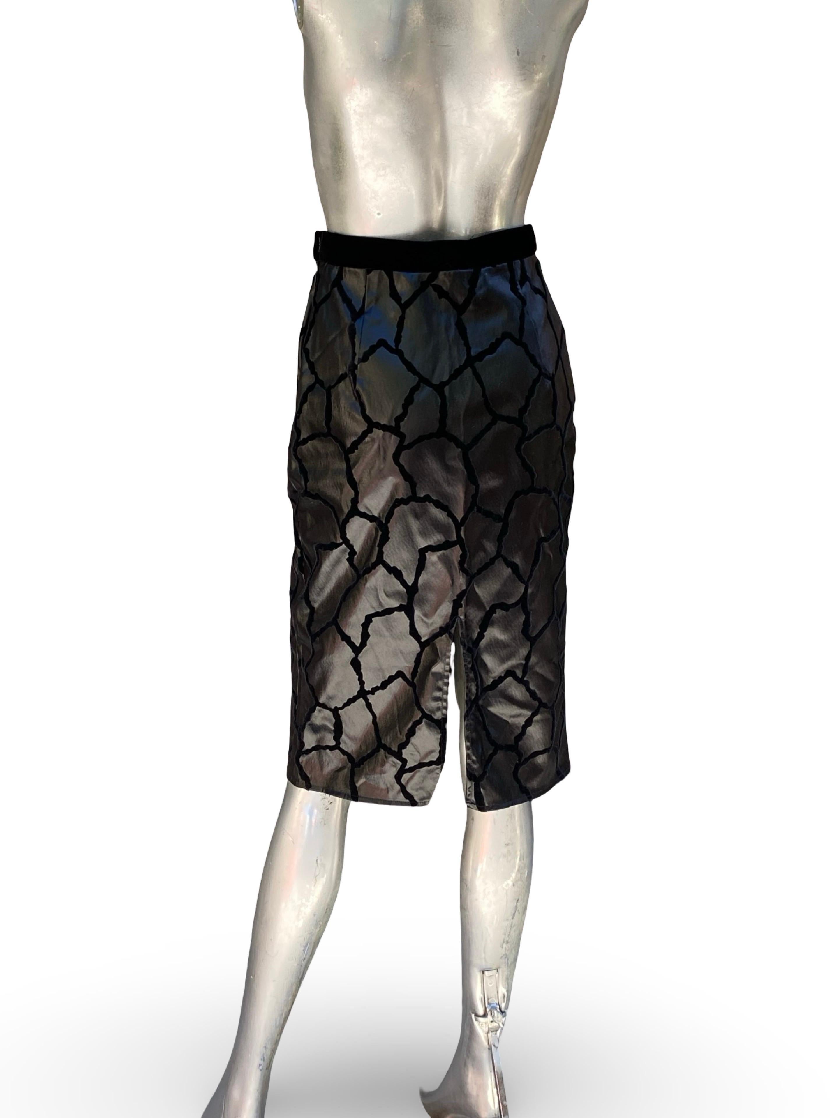 Joanna Mastroianni Collection Taft Schwarz Samt Sexy Bleistiftrock Größe M im Angebot 7