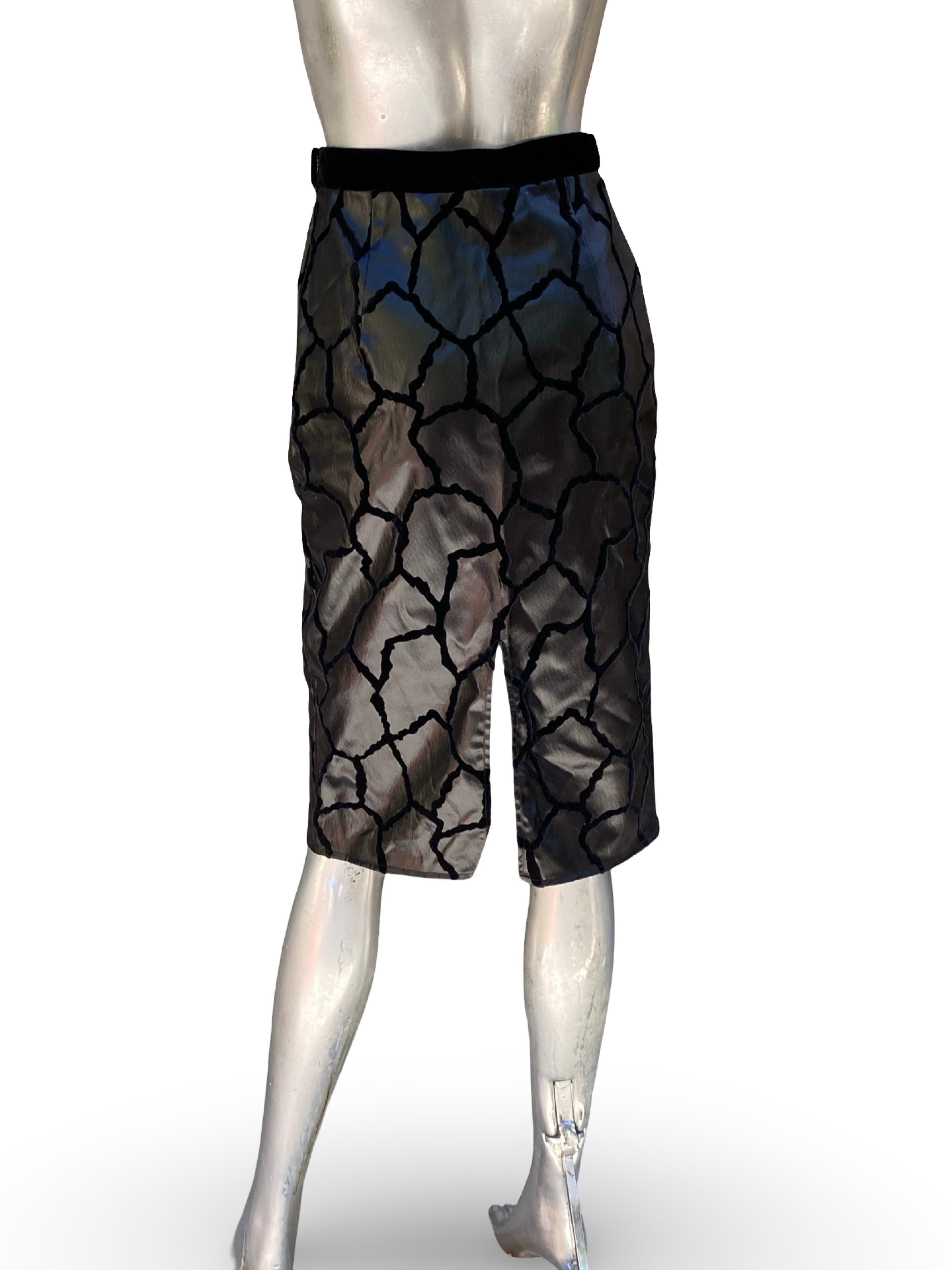 Joanna Mastroianni Collection Taft Schwarz Samt Sexy Bleistiftrock Größe M im Angebot 8