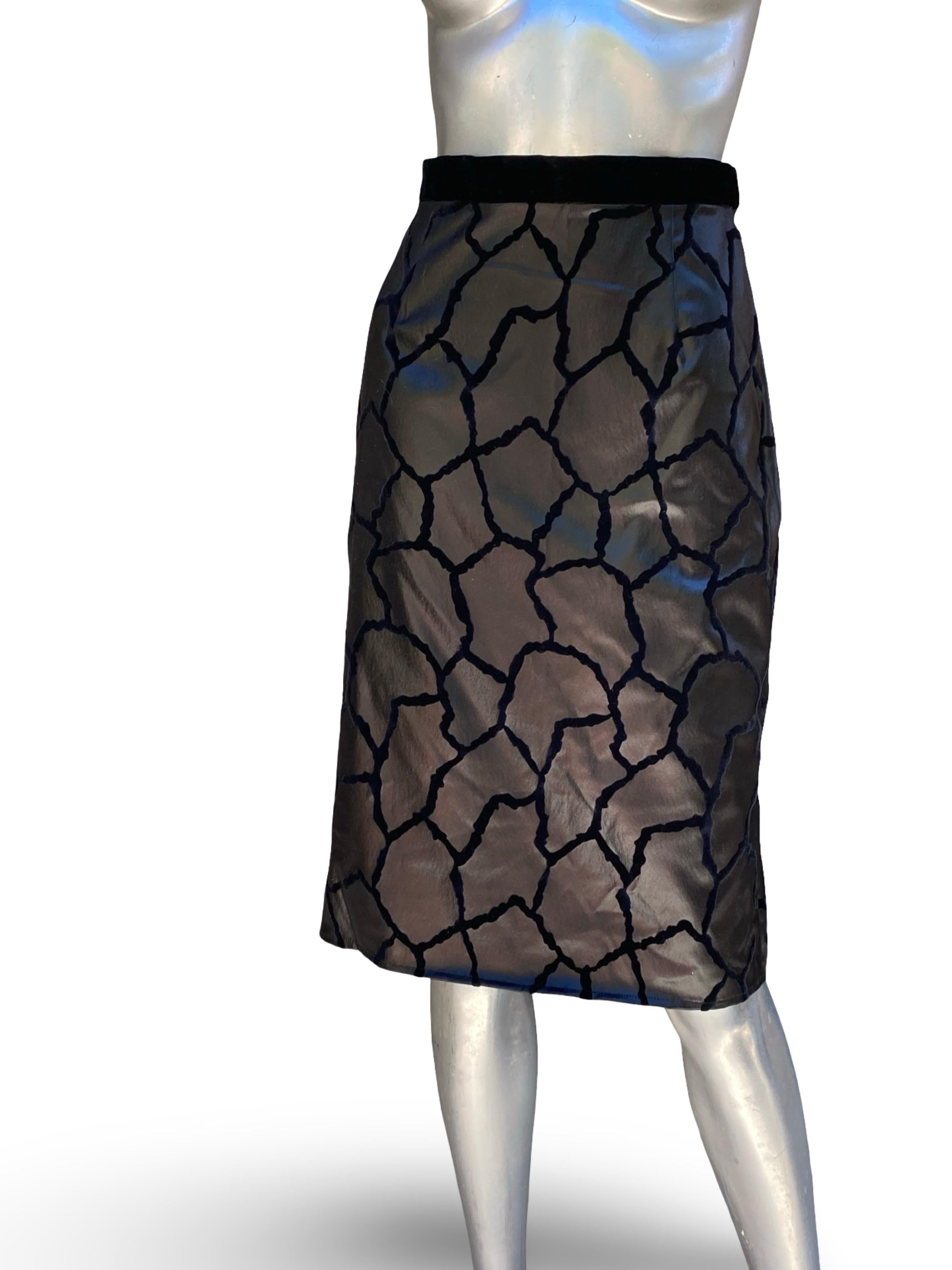 Joanna Mastroianni Collection Taft Schwarz Samt Sexy Bleistiftrock Größe M im Angebot 9