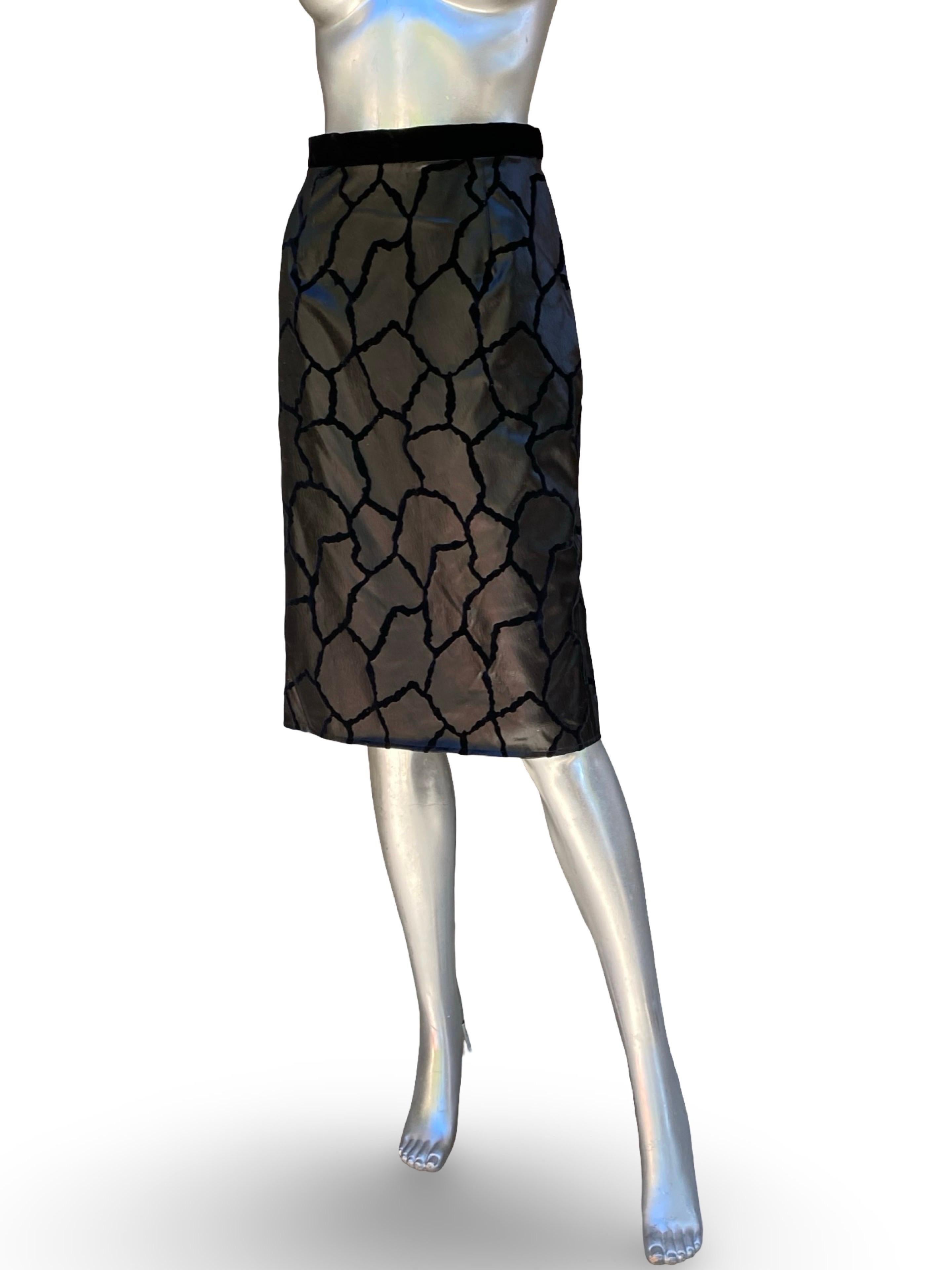 Joanna Mastroianni Collection Taft Schwarz Samt Sexy Bleistiftrock Größe M Damen im Angebot