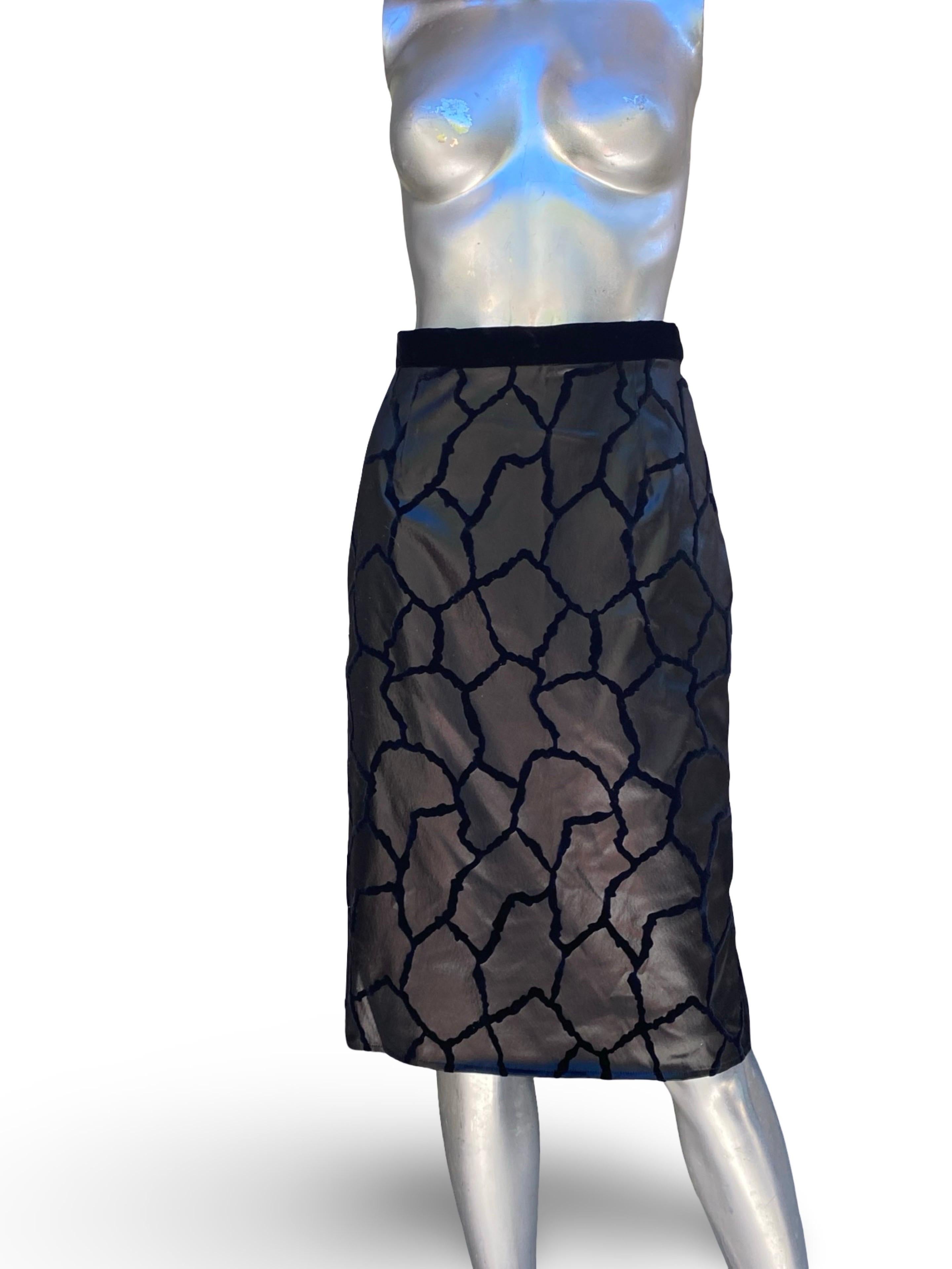 Joanna Mastroianni Collection Taft Schwarz Samt Sexy Bleistiftrock Größe M im Angebot 1