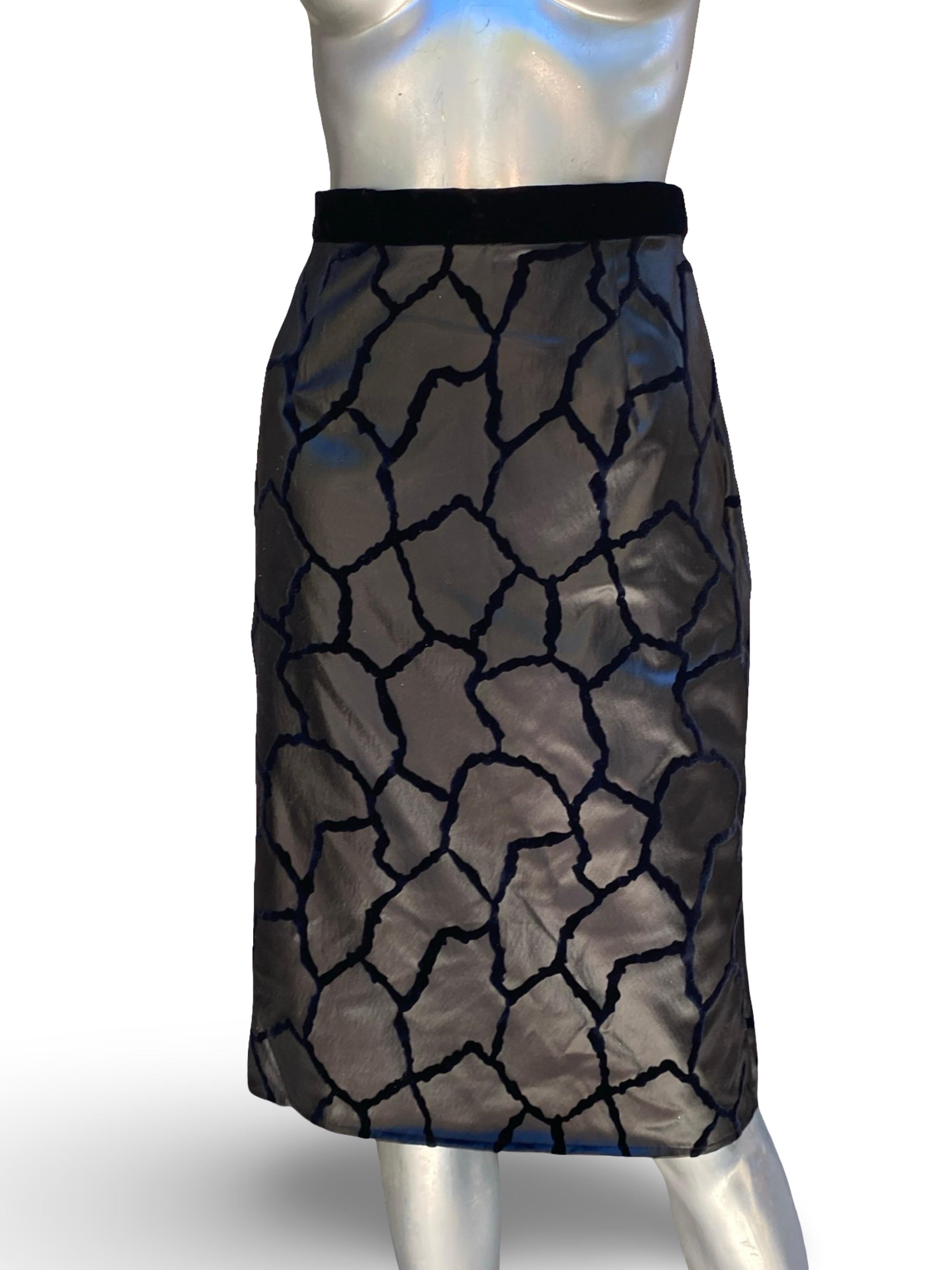 Joanna Mastroianni Collection Taft Schwarz Samt Sexy Bleistiftrock Größe M im Angebot 3