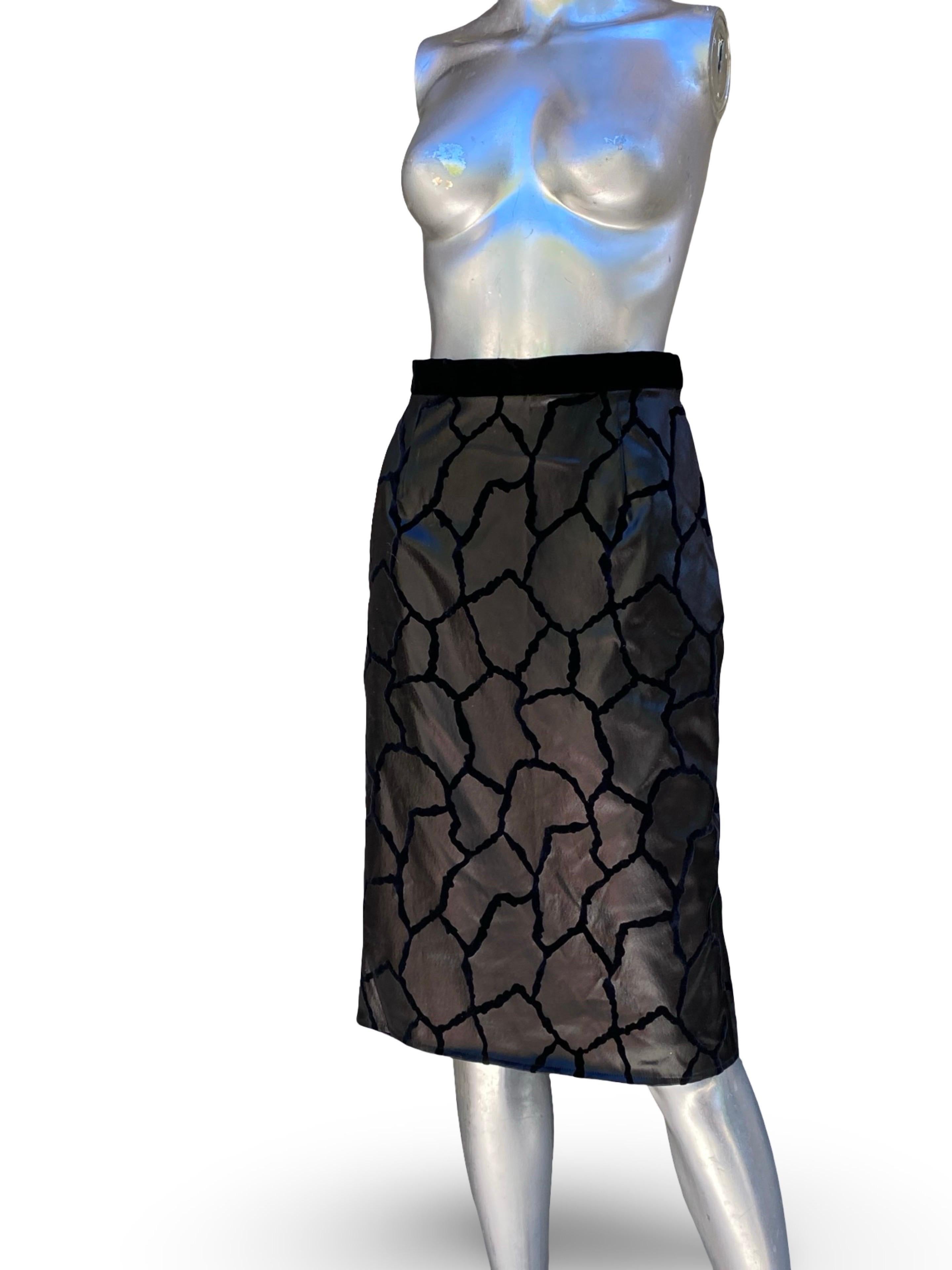 Joanna Mastroianni Collection Taft Schwarz Samt Sexy Bleistiftrock Größe M im Angebot 4