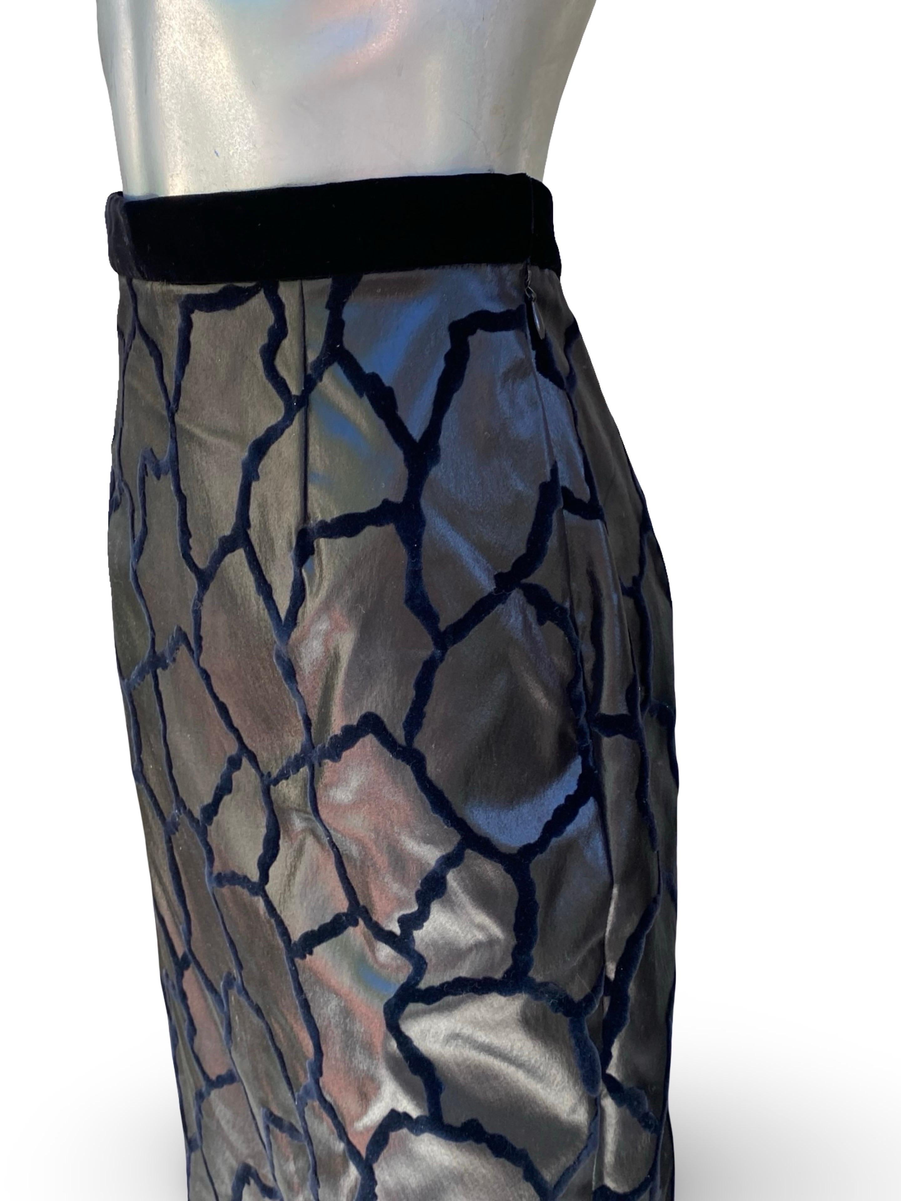 Joanna Mastroianni Collection Taft Schwarz Samt Sexy Bleistiftrock Größe M im Angebot 5