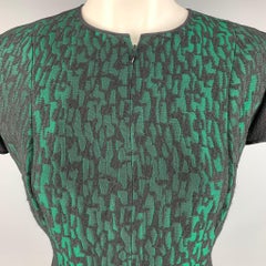 JOANNA MASTROIANNI Estimated Size 8 Black Green Jacquard Short Sleeve Dress