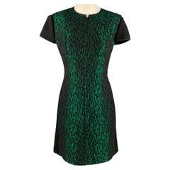 JOANNA MASTROIANNI Estimated Size 8 Black Green Jacquard Short Sleeve Dress
