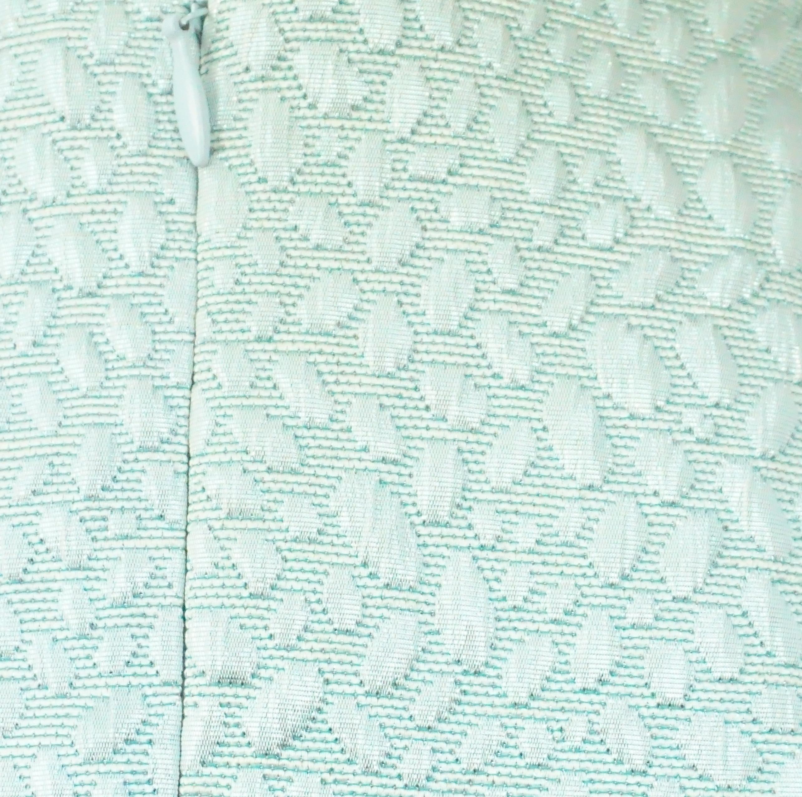 Blue Joanna Mastroianni Mint Brocade Dress N/S-2 For Sale