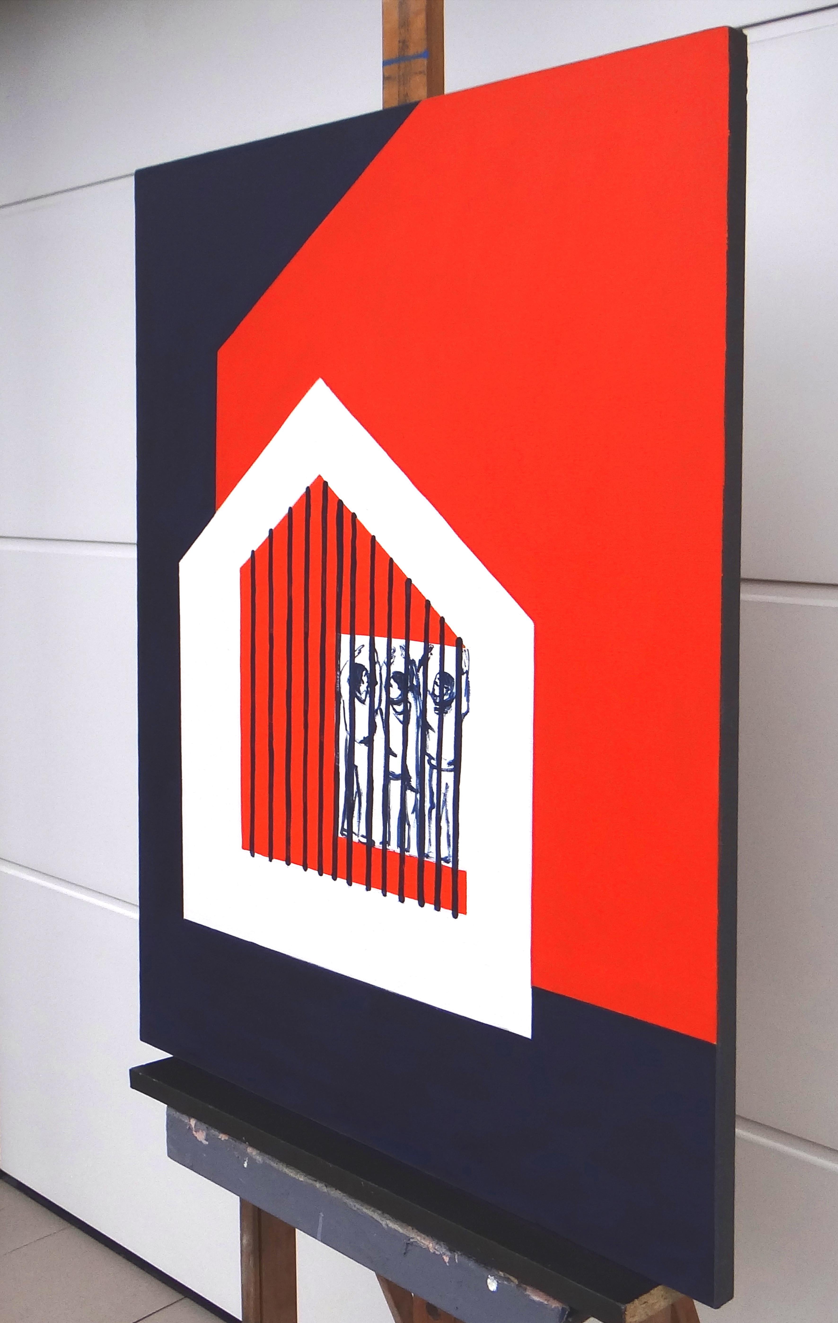 Un gigante rosso - Espressivo, simbolico e contemporaneo.  Olio minimalista  Pittura - Painting di Joanna Mrozowska