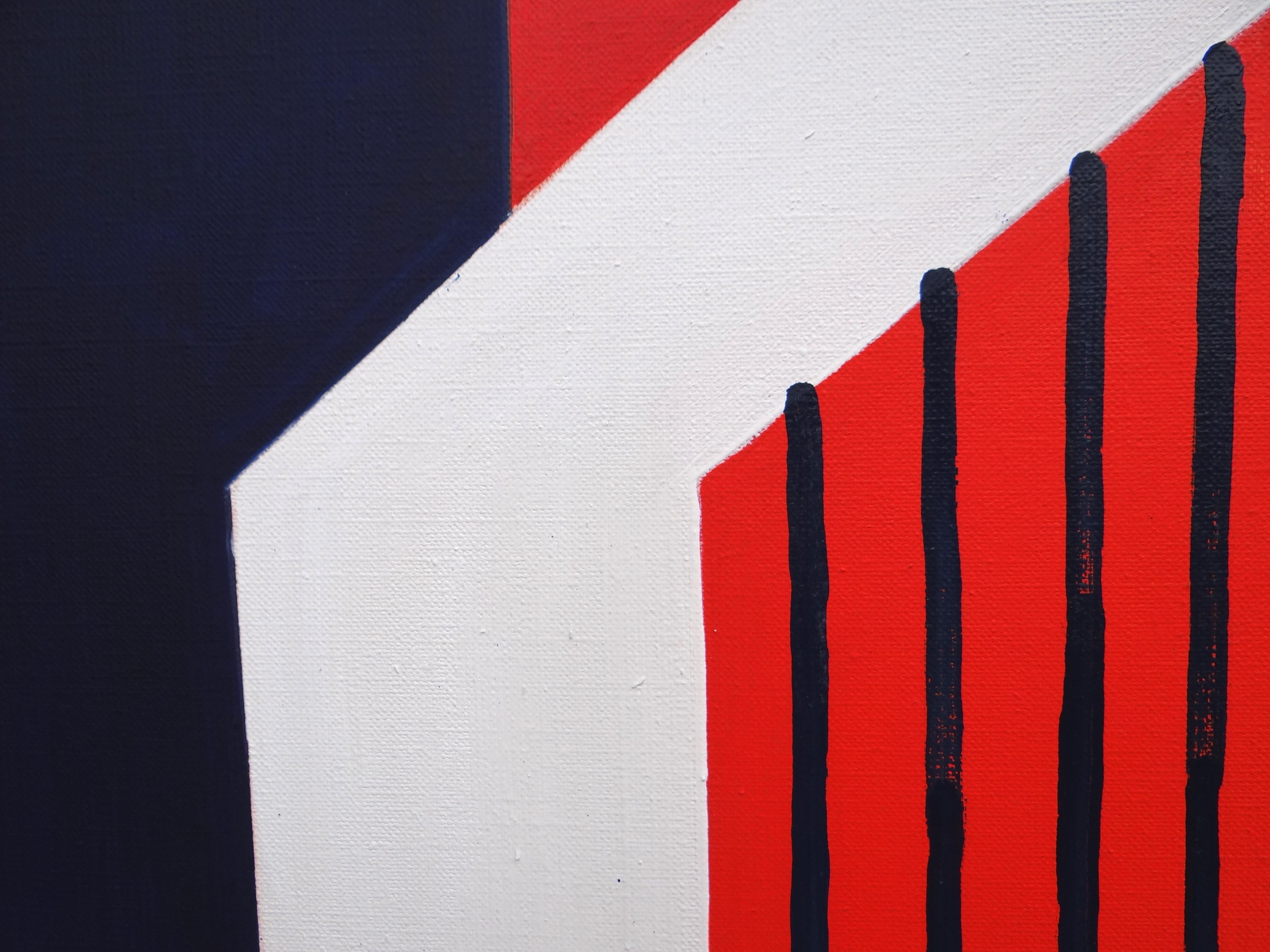 Un gigante rosso - Espressivo, simbolico e contemporaneo.  Olio minimalista  Pittura - Figurative Painting Rosso di Joanna Mrozowska