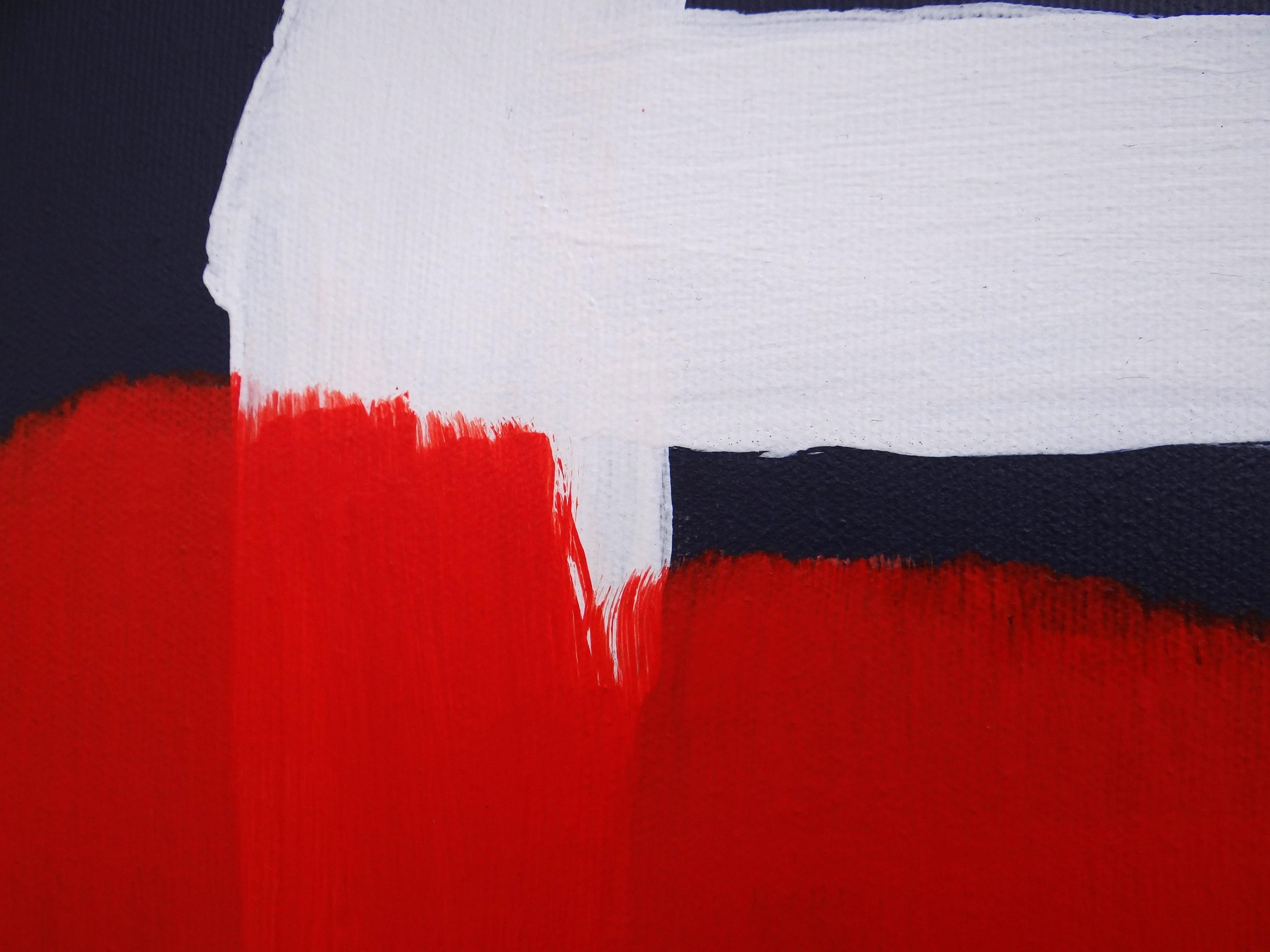 Una macchia sul disegno  - Pittura moderna espressiva e minimalista, formato grande in vendita 1