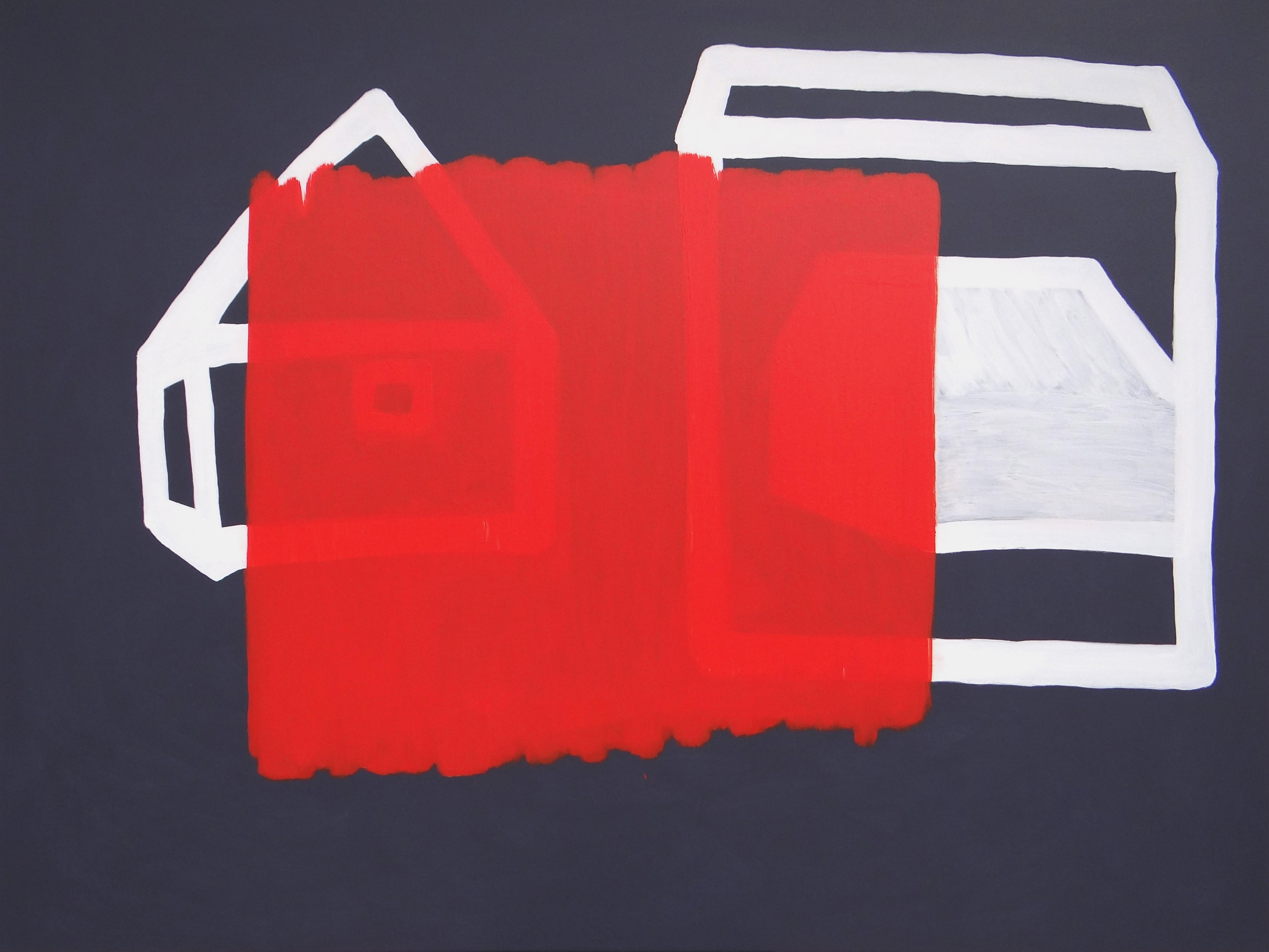 Ein Edelstahl auf der Zeichnung  Modernes expressionistisches, minimalistisches Gemälde, großformatig