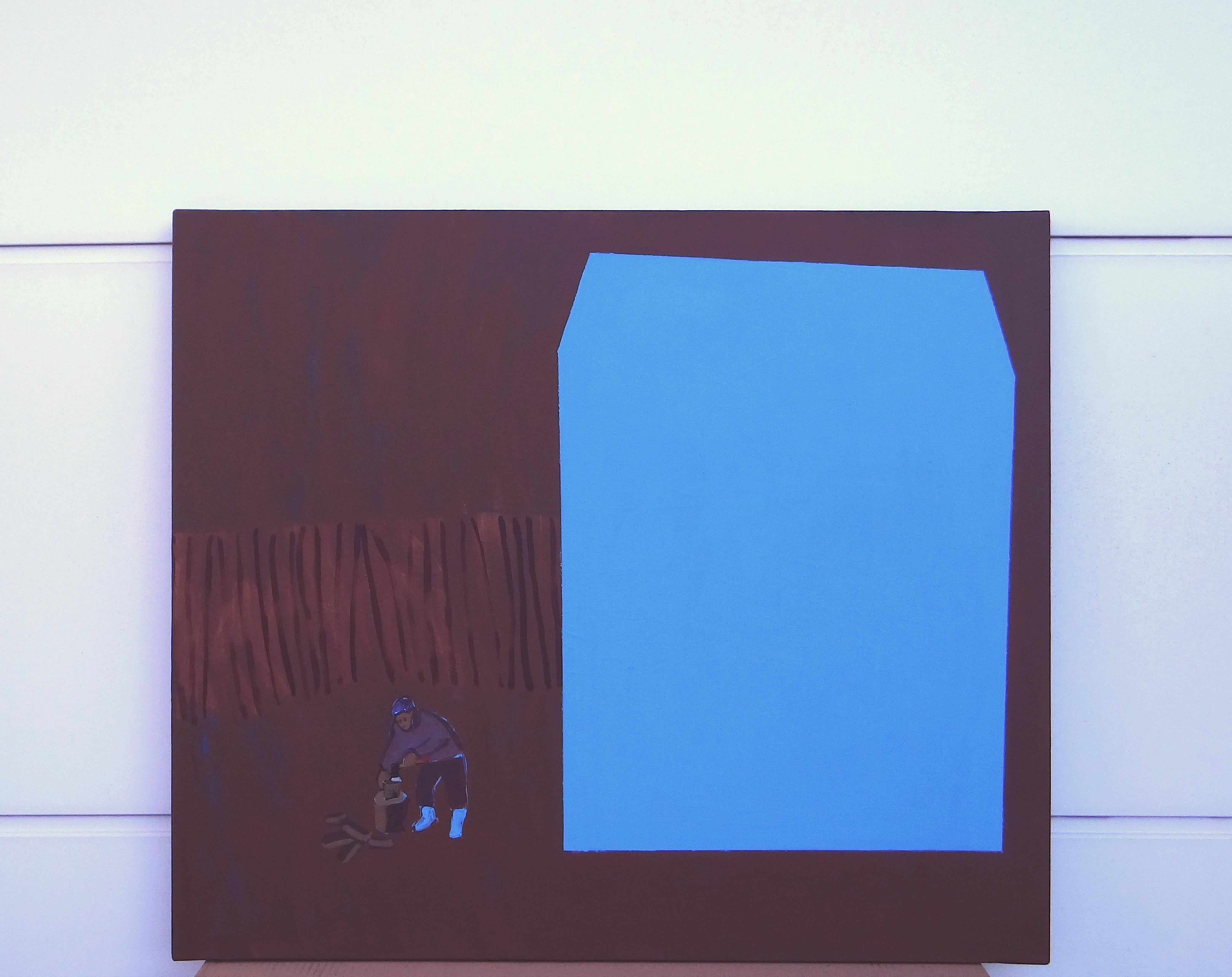 Chopping Wood - Contemporary Expressive, Symbolic and  Peinture minimaliste - Contemporain Painting par Joanna Mrozowska
