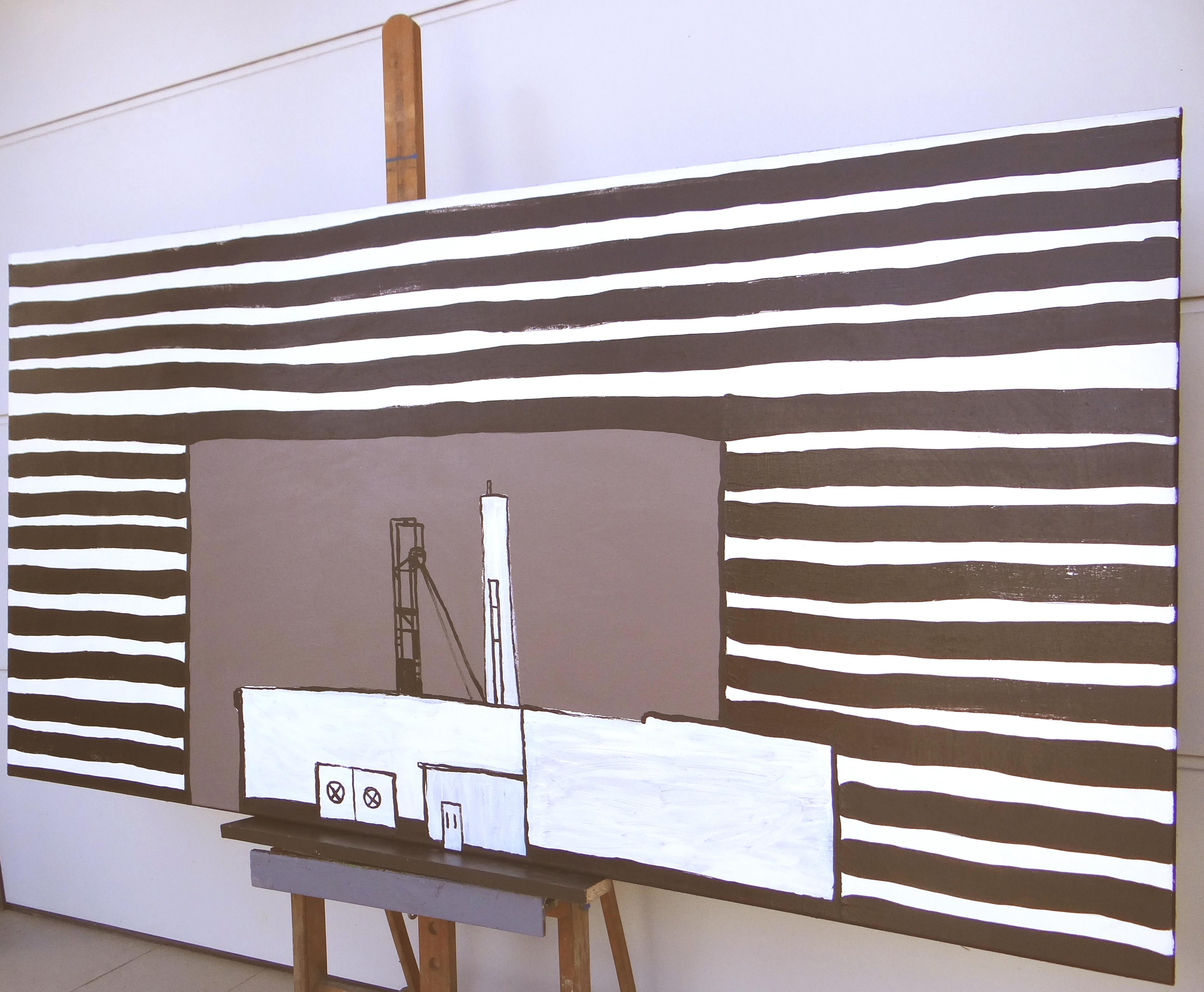 Coalmine - Pittura moderna espressiva e minimalista, formato grande - Painting Contemporaneo di Joanna Mrozowska