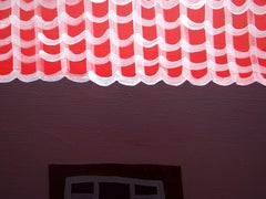 Cottage With A Red Roof -  Modern Expressive Symbolic and Minimalistic Painting