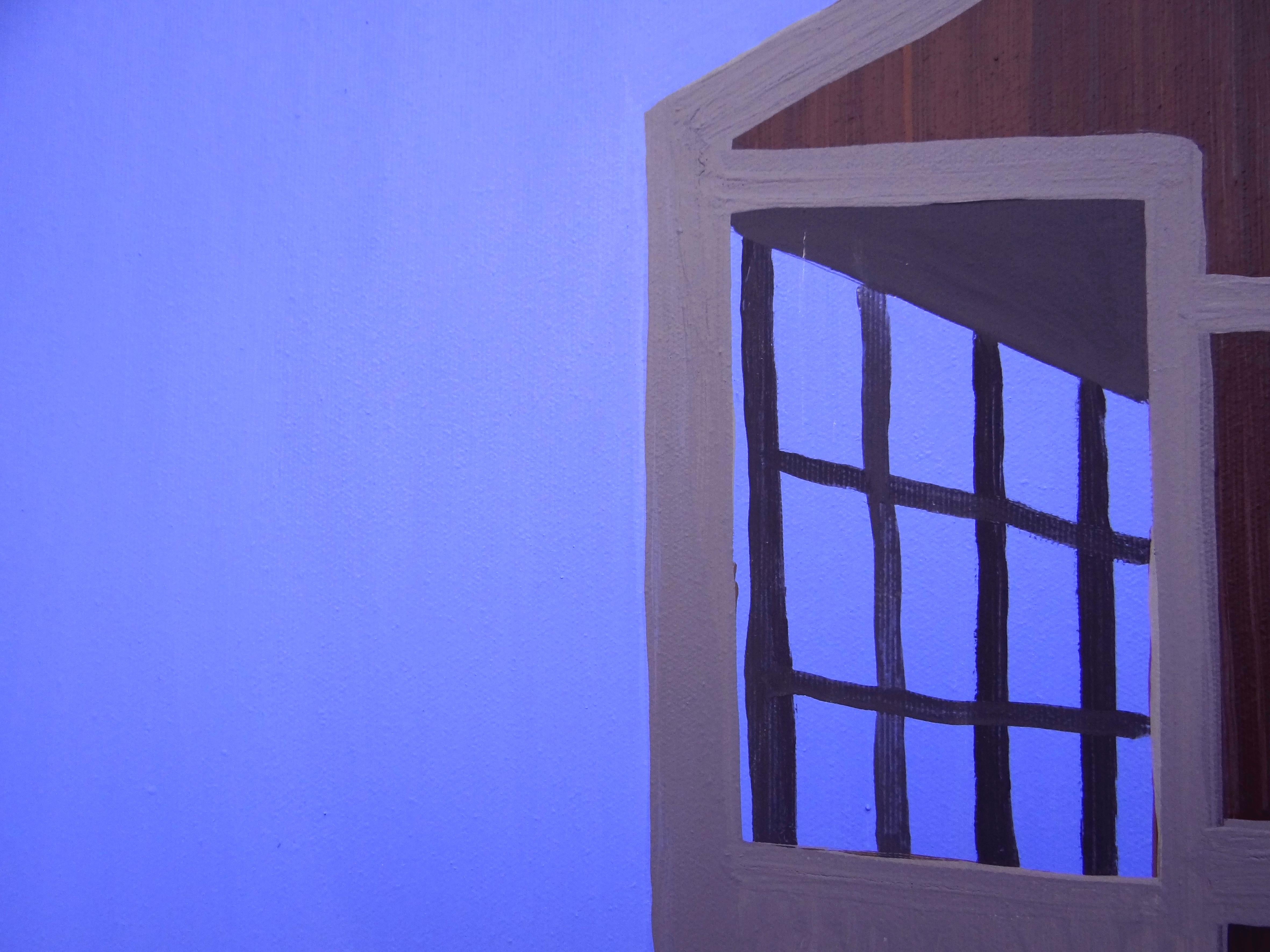 Doppio -  Pittura moderna espressiva, minimalista e simbolica, formato grande - Figurative Painting Blu di Joanna Mrozowska