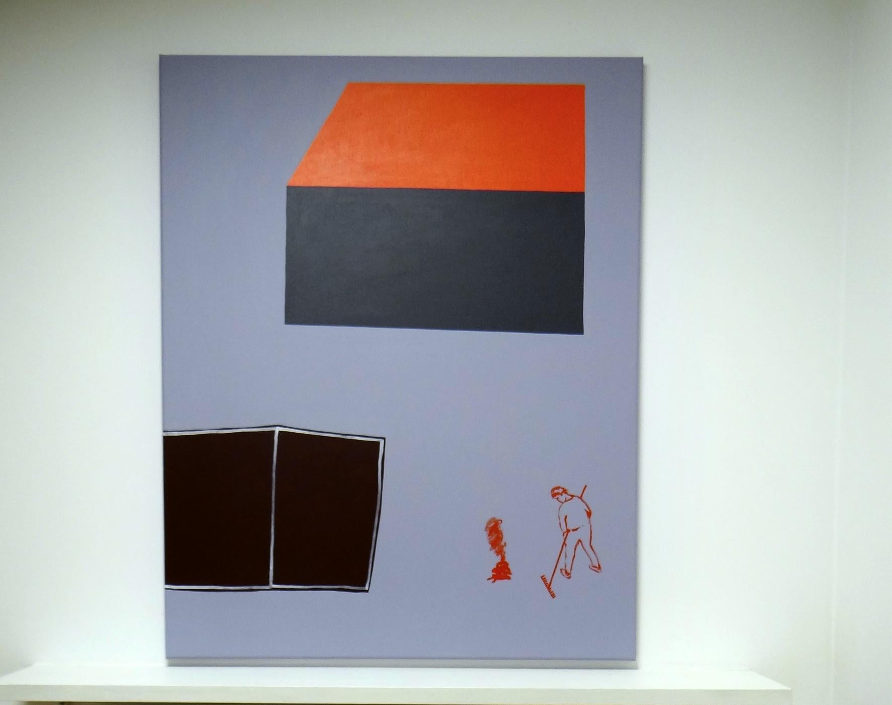 Extinguir la hoguera - Pintura minimalista expresiva contemporánea - Painting de Joanna Mrozowska