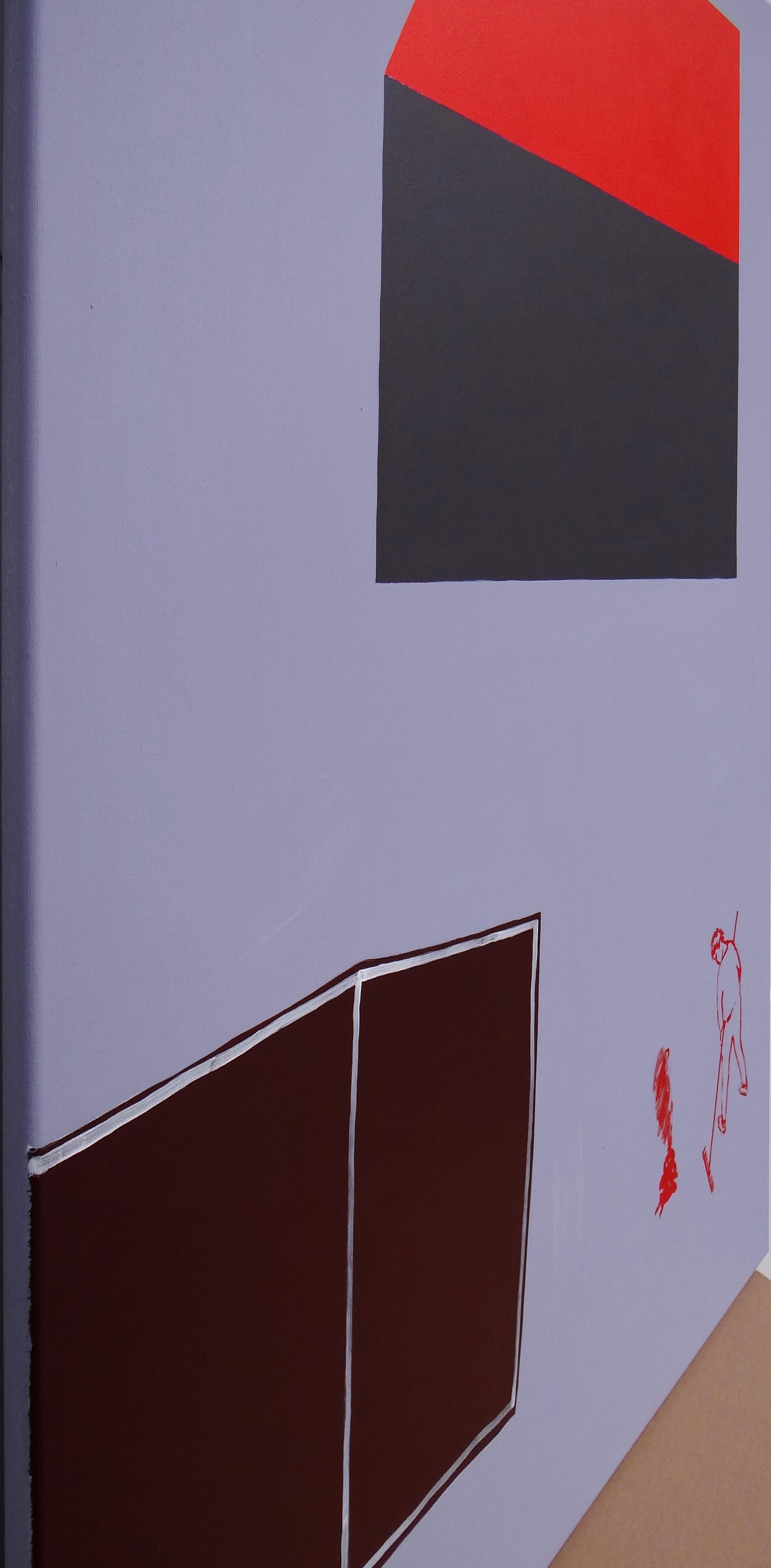Extinguir la hoguera - Pintura minimalista expresiva contemporánea - Painting Contemporáneo de Joanna Mrozowska