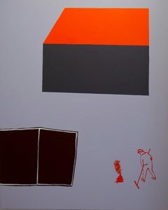 Eteindre le feu de camp - Peinture contemporaine expressive et minimaliste